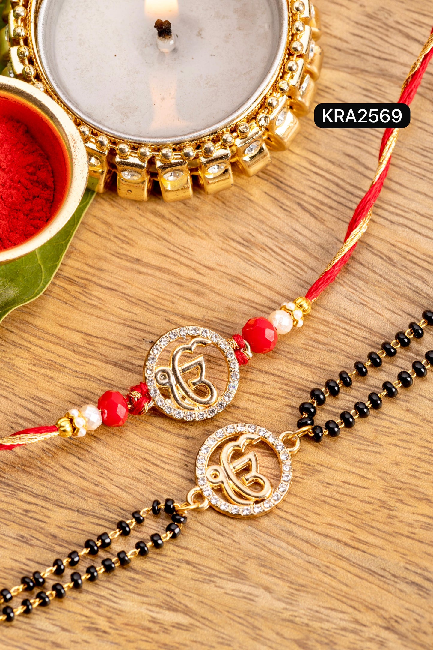 Embellished Ek Onkar Rakhi & Bracelet Set (KRA2569)