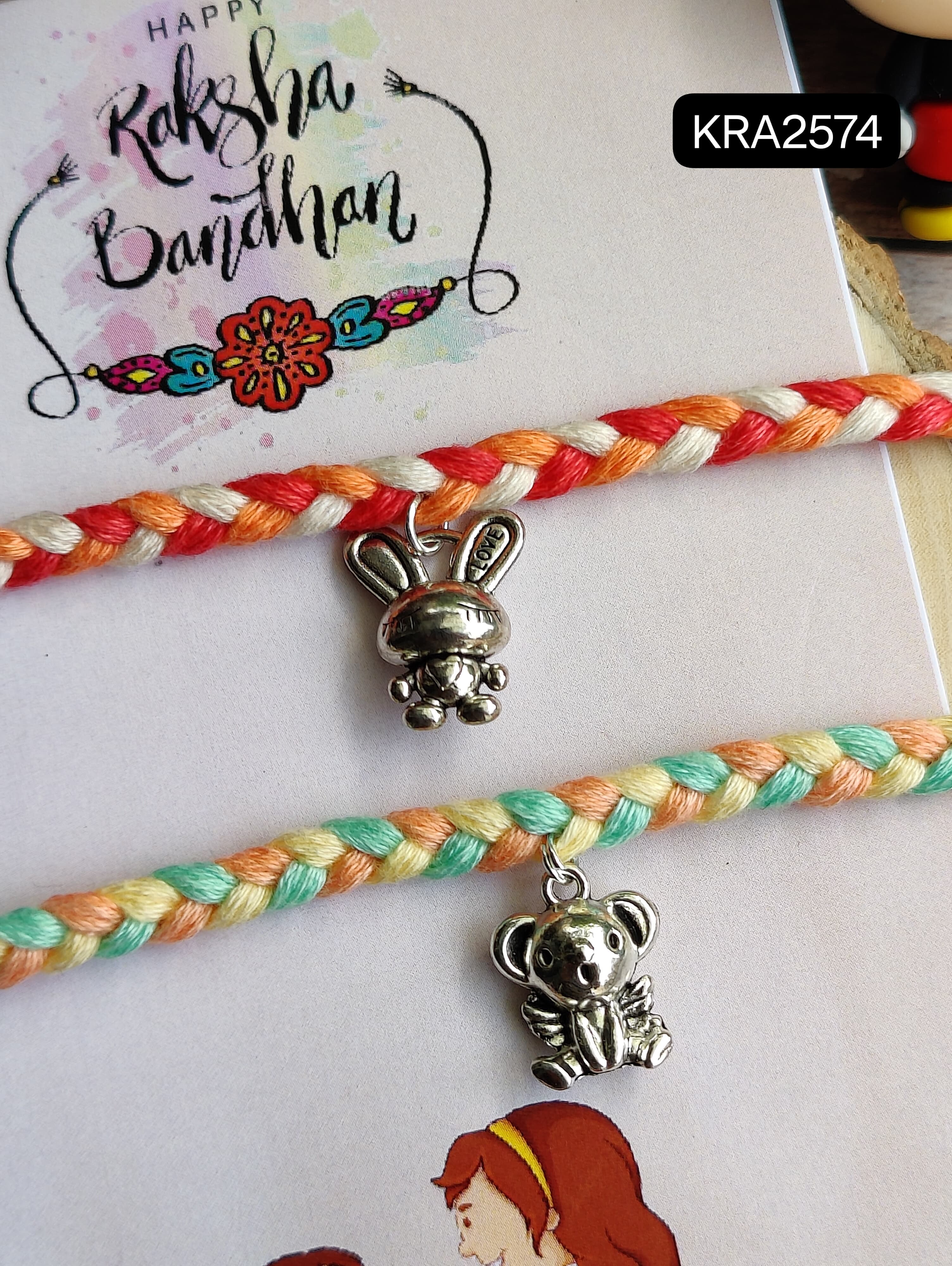 Braided Thread Rakhi With Metal Charm (KRA2574)