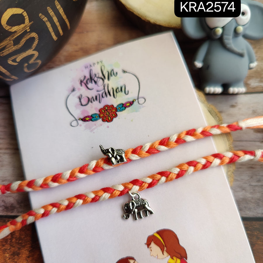 Braided Thread Rakhi With Metal Charm (KRA2574)