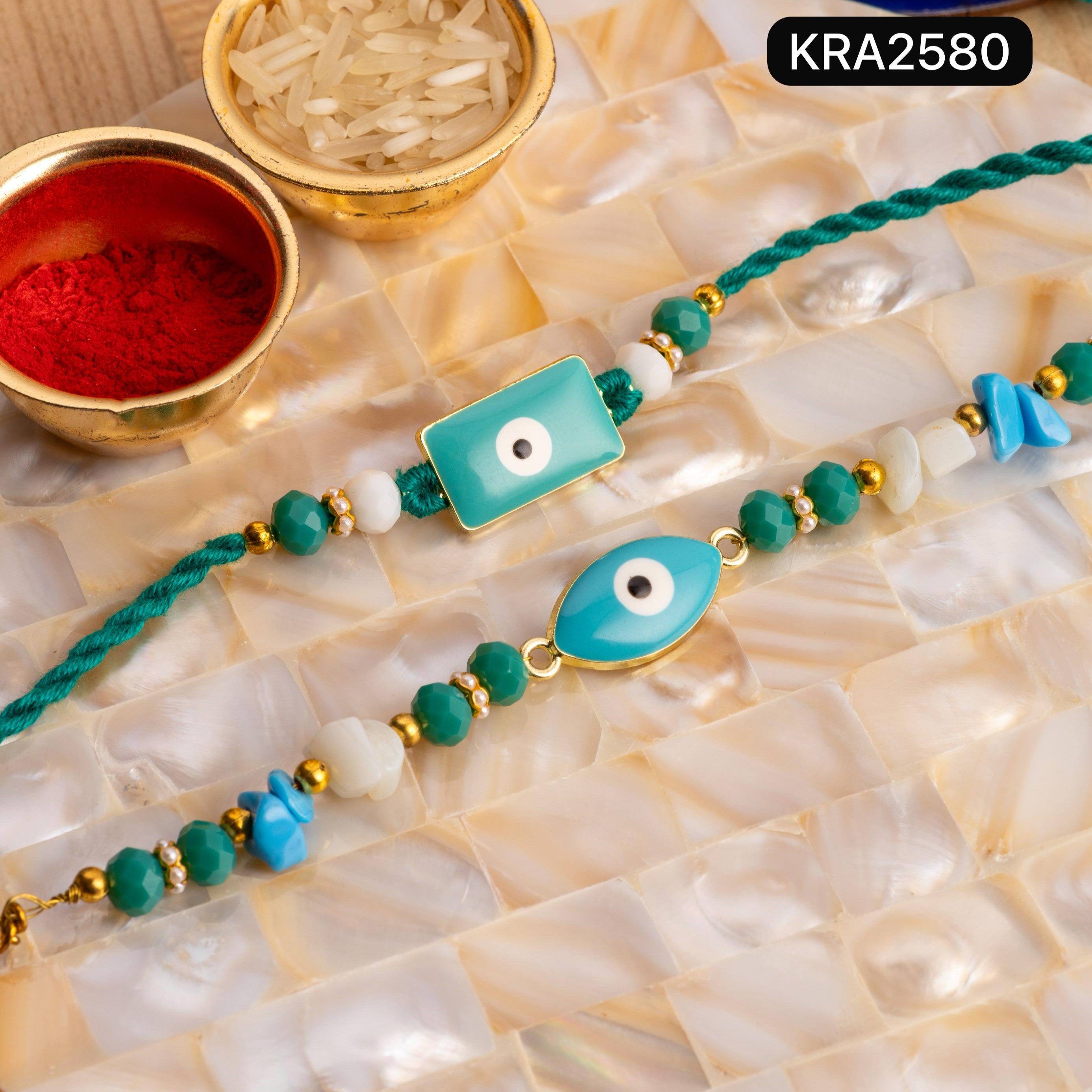 Evil Eye Monalisa Charm Rakhi & Bracelet Set (KRA2580)