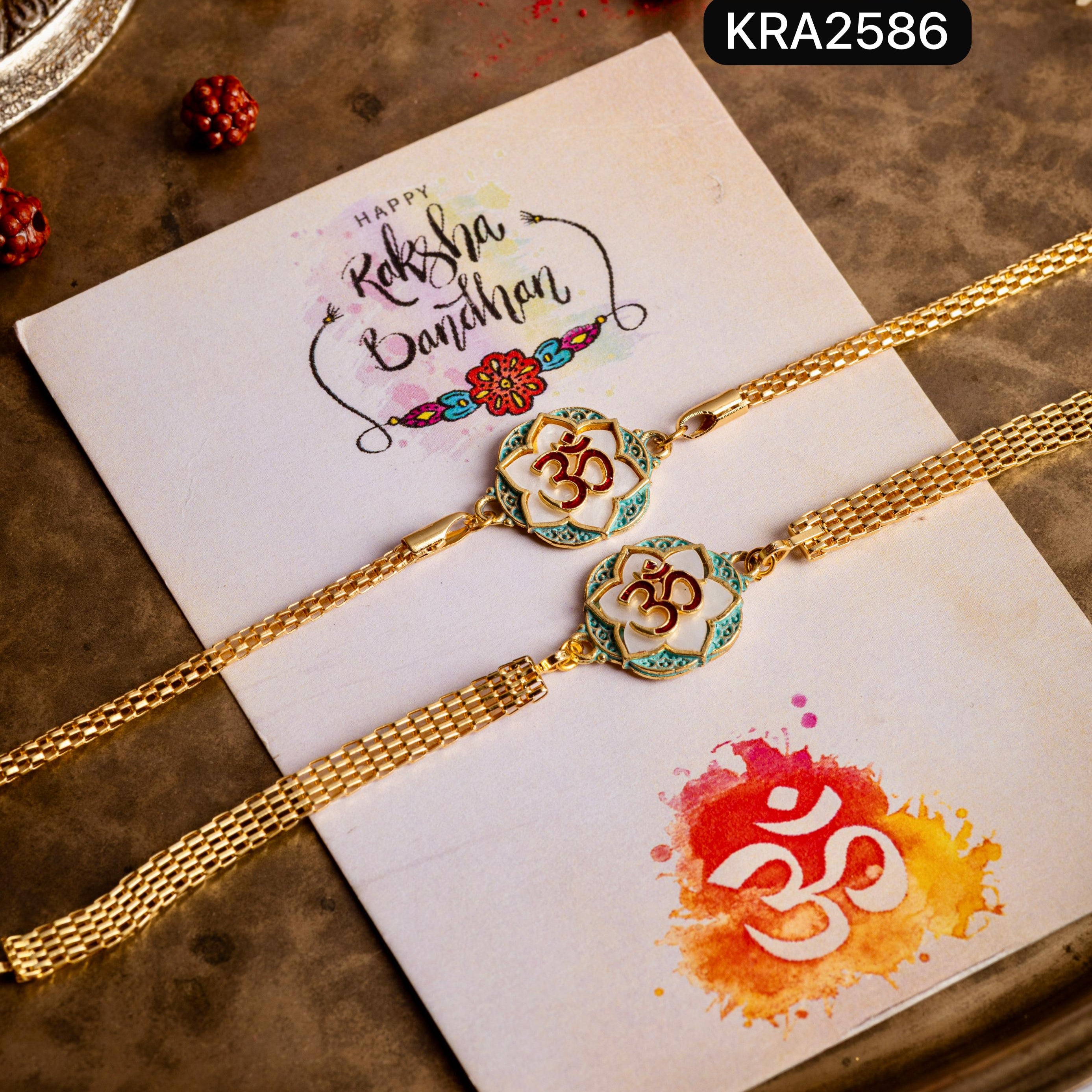OM Golden Bracelet Set For Bhai & Bhabhi (KRA2586)