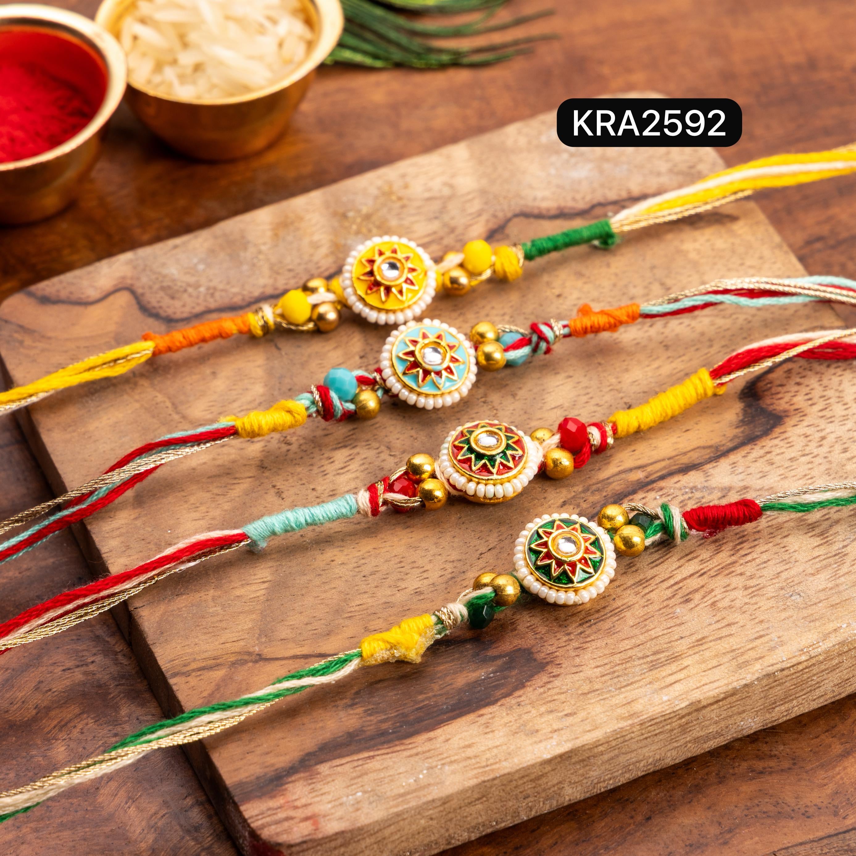 Simple Classy Meenakari Kundan Rakhi (KRA2592)