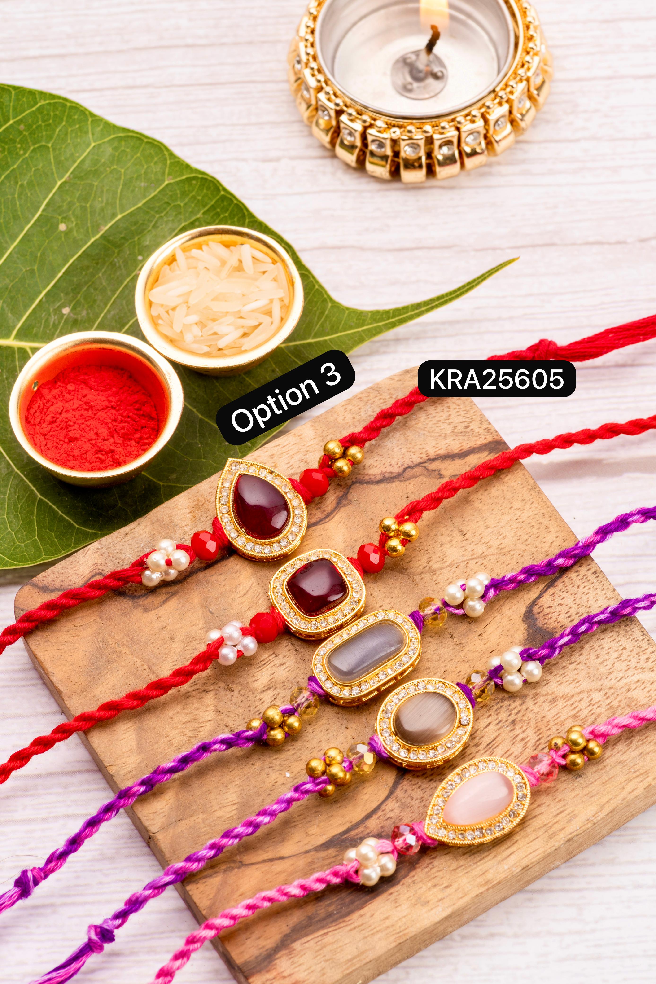 Monalisa AD Stone Handbraided Rakhi (KRA25605)