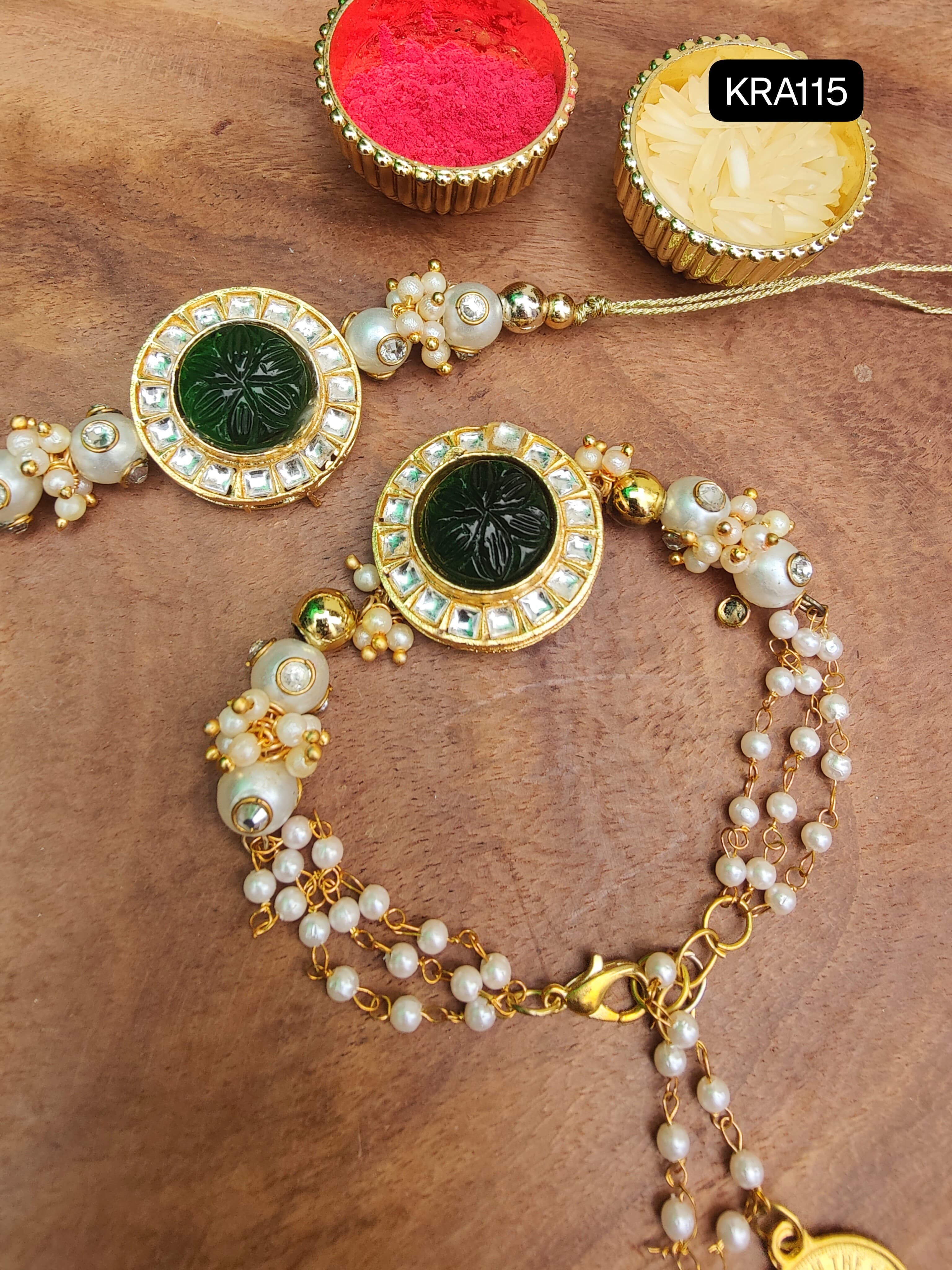 Heavy Kundan Rakhi & Bracelet Set (KRA115)