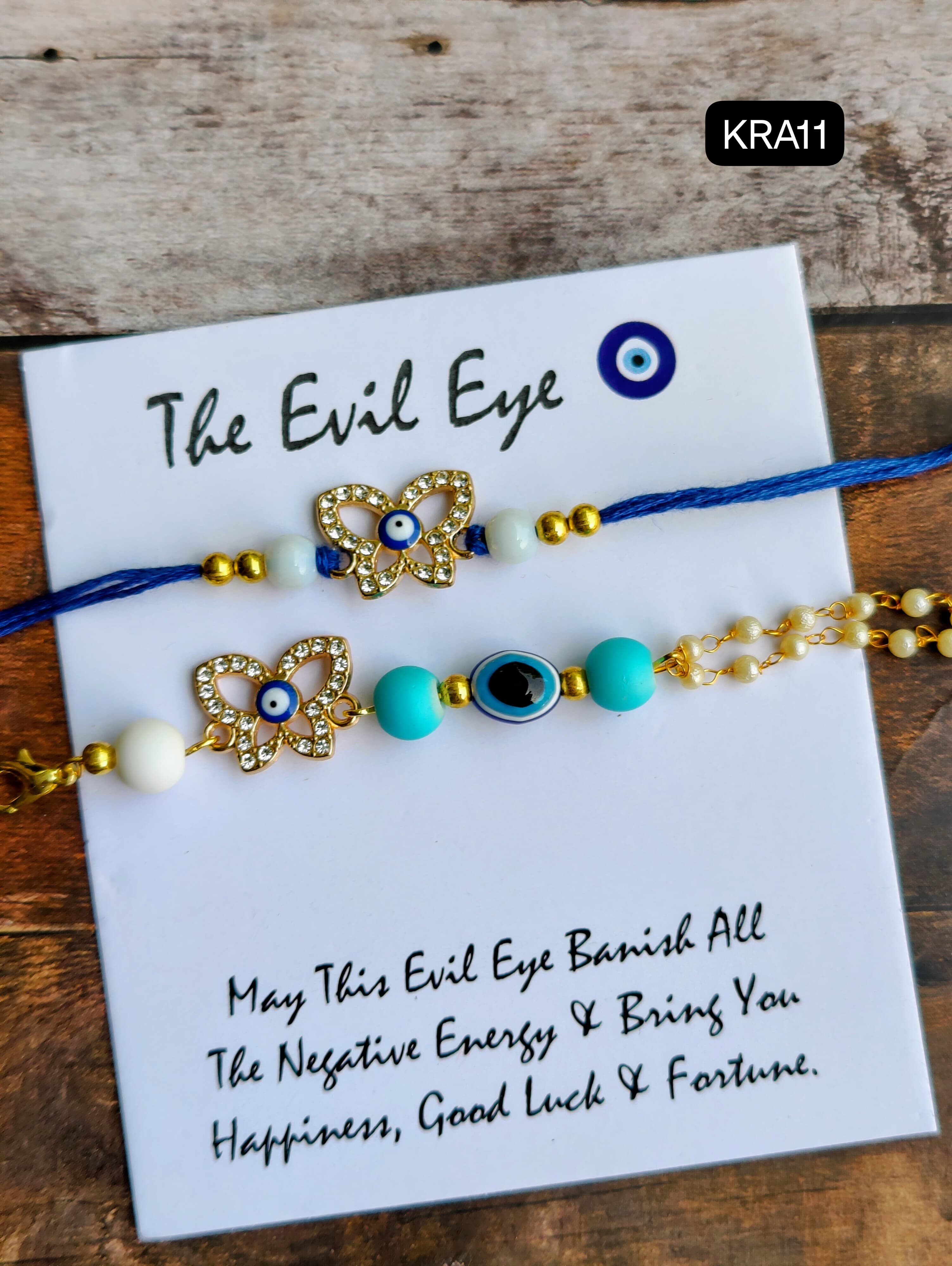 Evil Eye Butterfly Rakhi With Stylish Bracelet (KRA11)