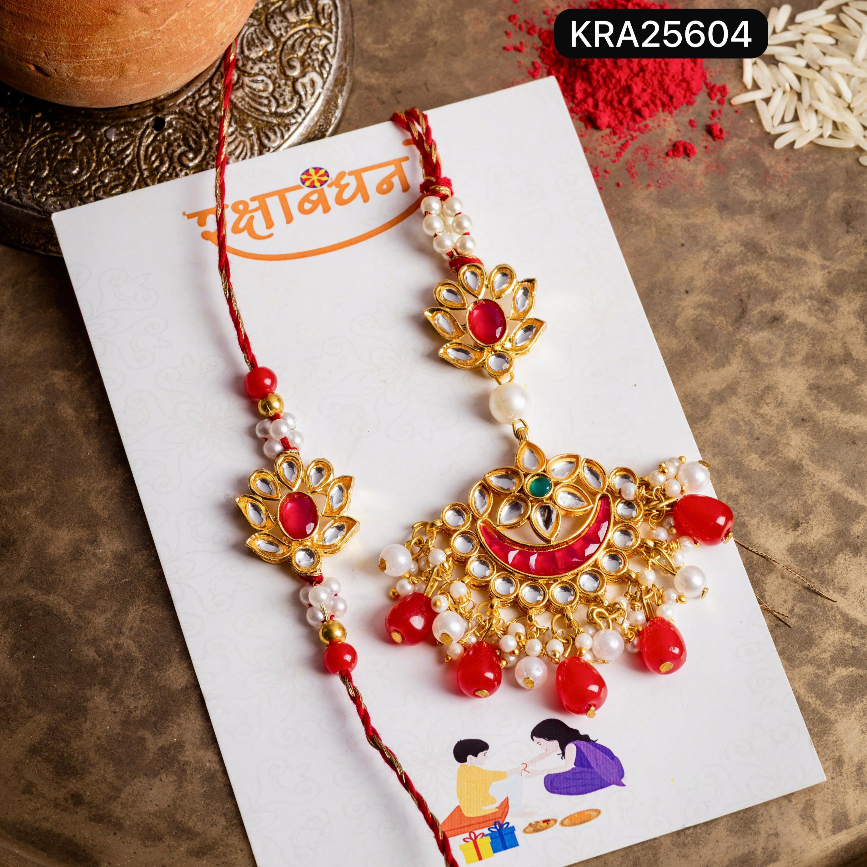 Heavy Rakhi Lumba Kundan Set (KRA25604)