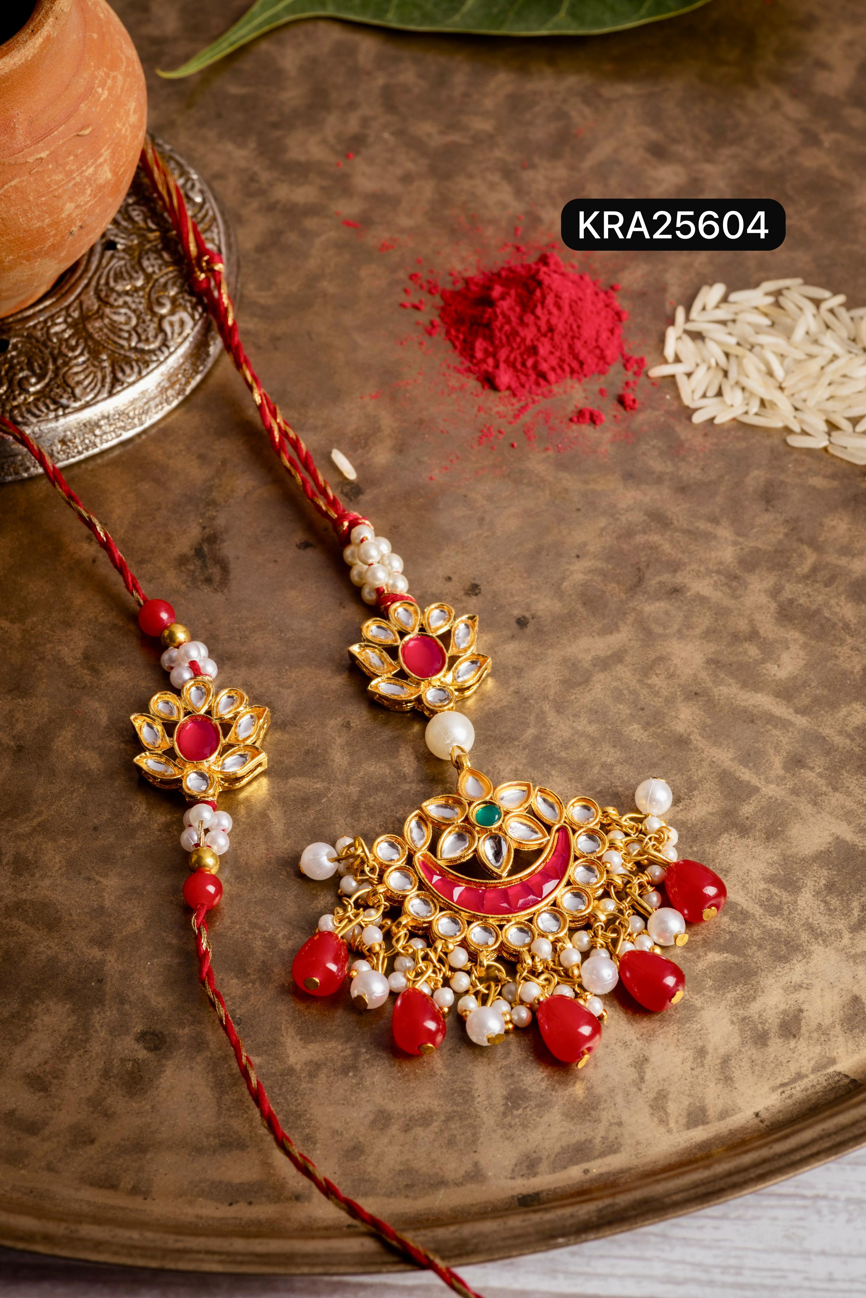 Heavy Rakhi Lumba Kundan Set (KRA25604)