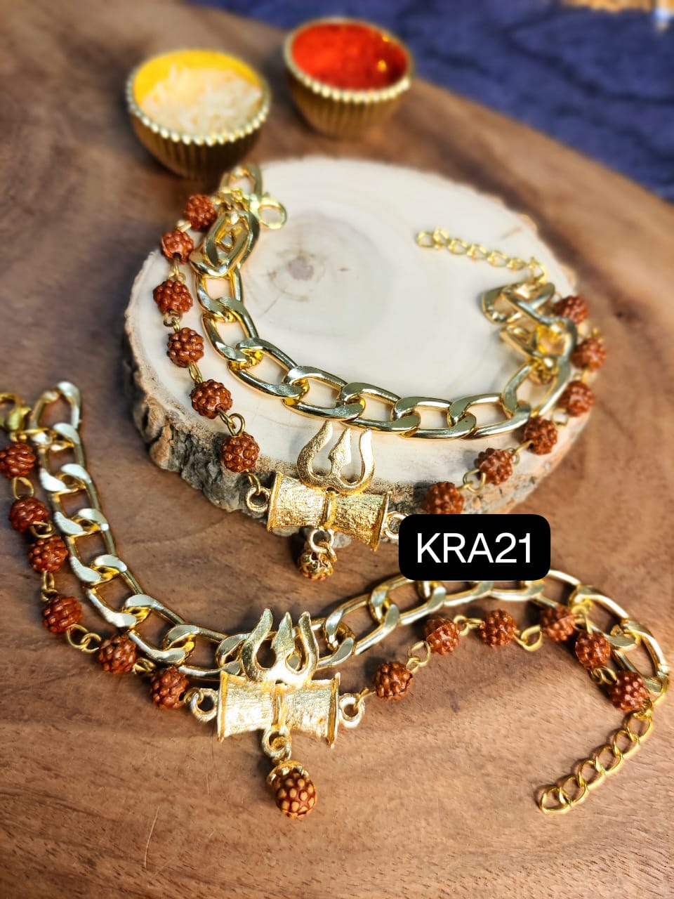 Shivji Trishool & Rudraksha Bracelet (KRA21)