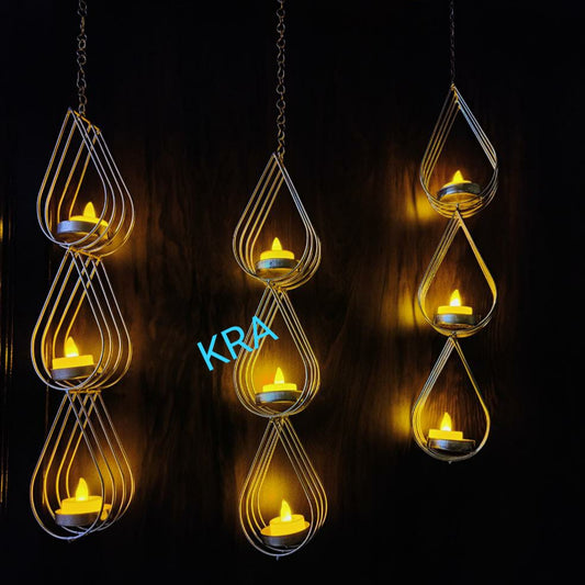 3 Diya Metal T-light Hanging KRA U46