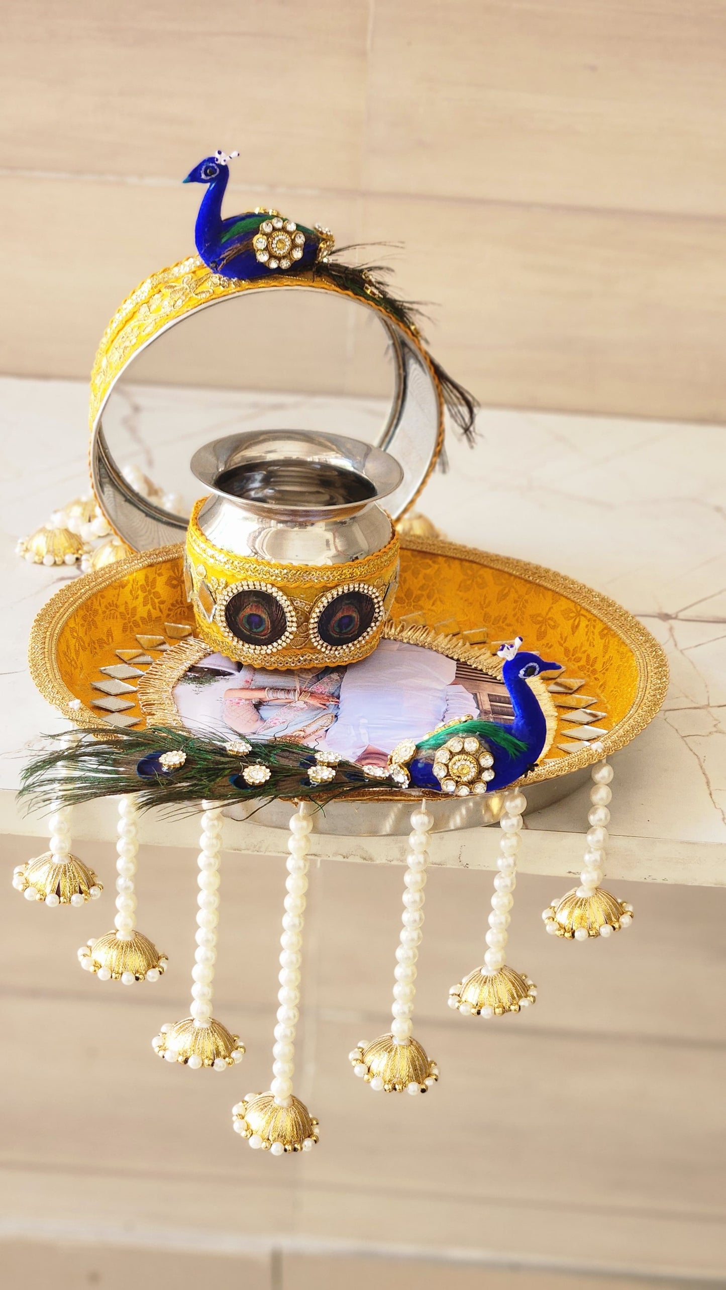 Peacock Thali Set With Latkan K-Ht022
