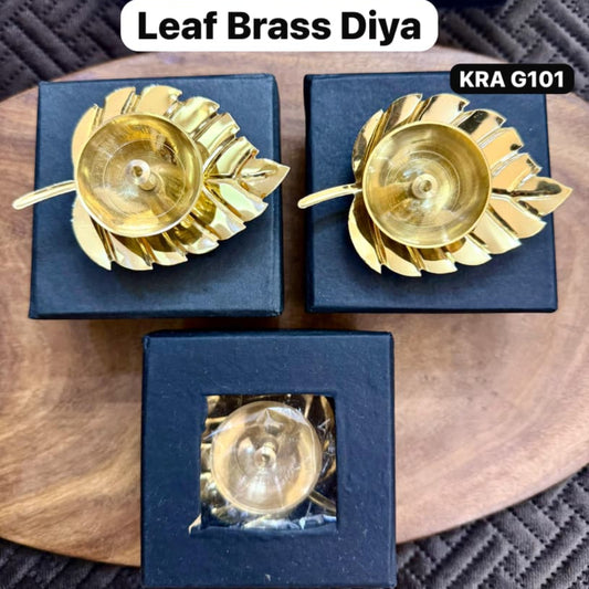 Leaf Brass Diya In Box Packing KRA G101