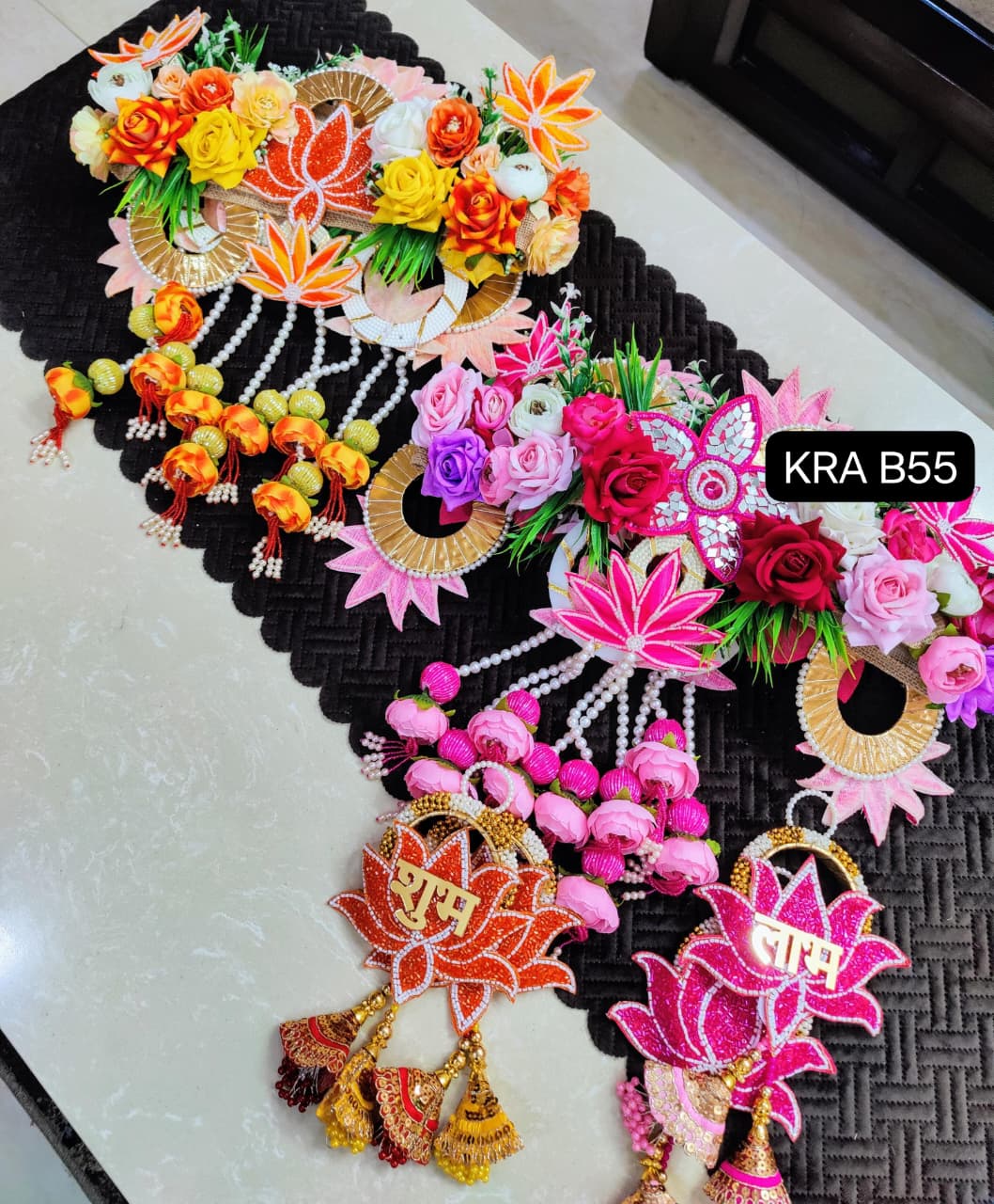 Heavy Lotus Rose Bandhanwar With Side Hanging KRA B55