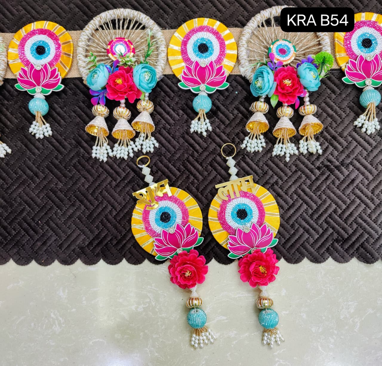 Evil Eye Lotus Bandhanwar With Side Hanging KRA B54