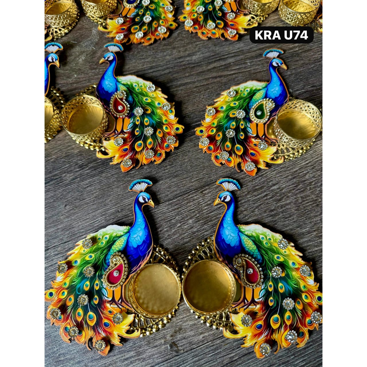 Decorated Peacock T-light Holder KRA U74