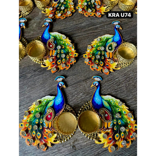 Decorated Peacock T-light Holder KRA U74