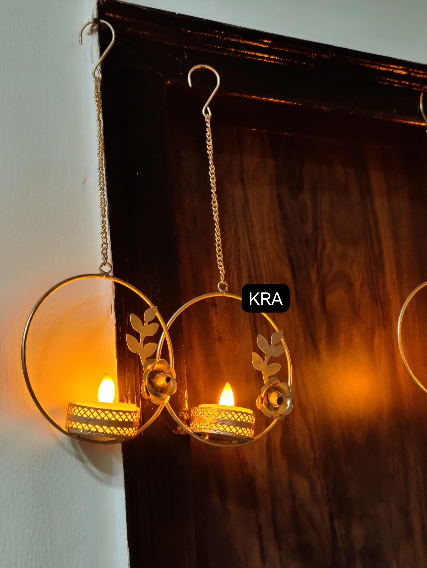 Metal Rose T-light Holder Hanging