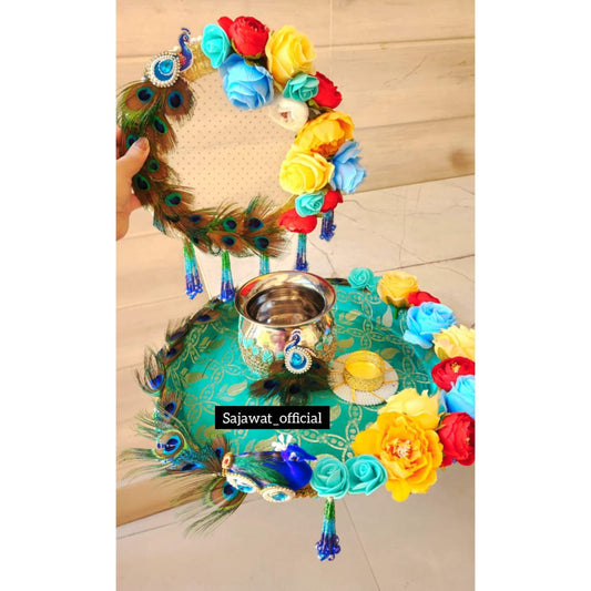Blue Peacock Thali Set K-Ht033