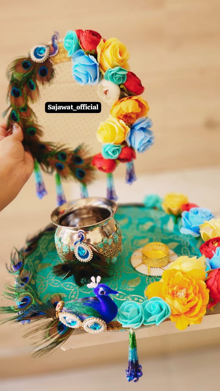 Blue Peacock Thali Set K-Ht033