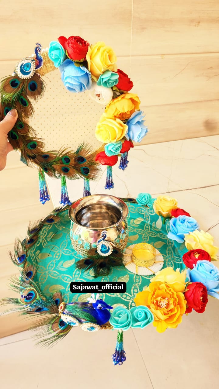 Blue Peacock Thali Set K-Ht033
