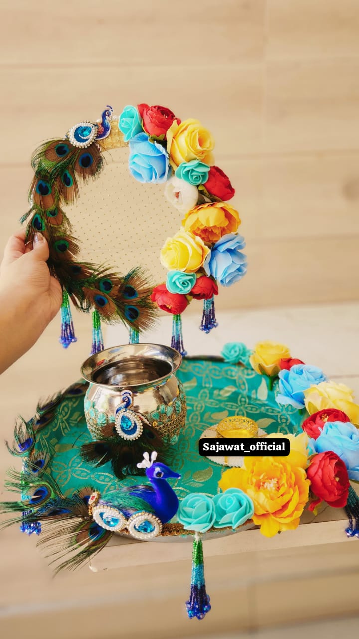 Blue Peacock Thali Set K-Ht033