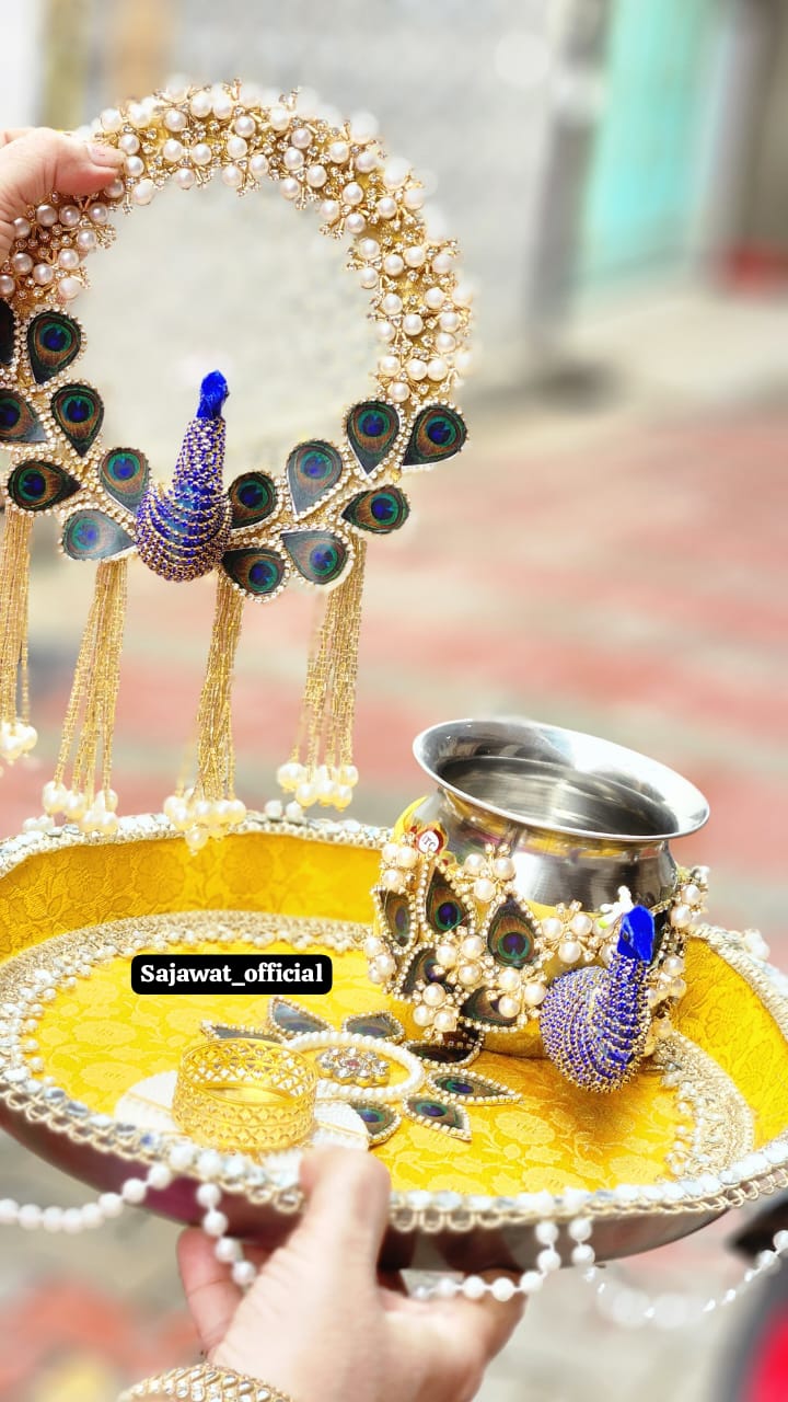 Yellow Peacock Thali Set K-Ht036