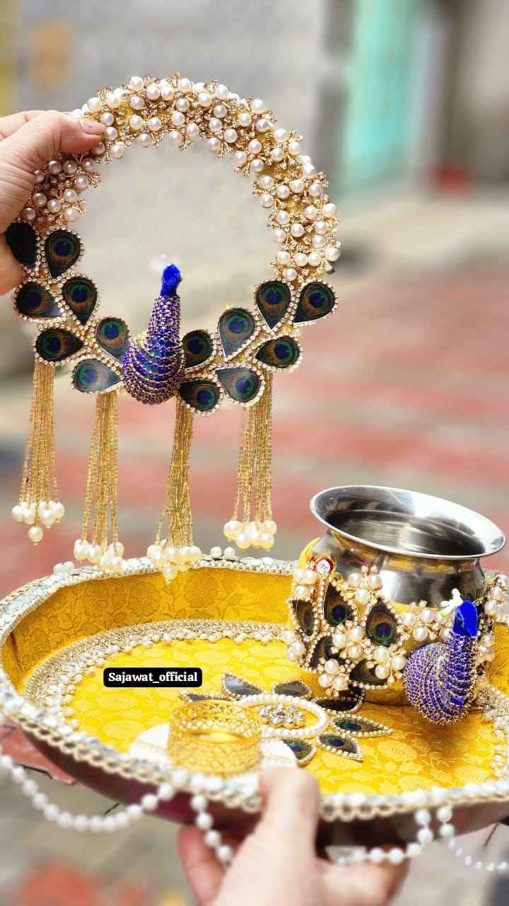 Yellow Peacock Thali Set K-Ht036