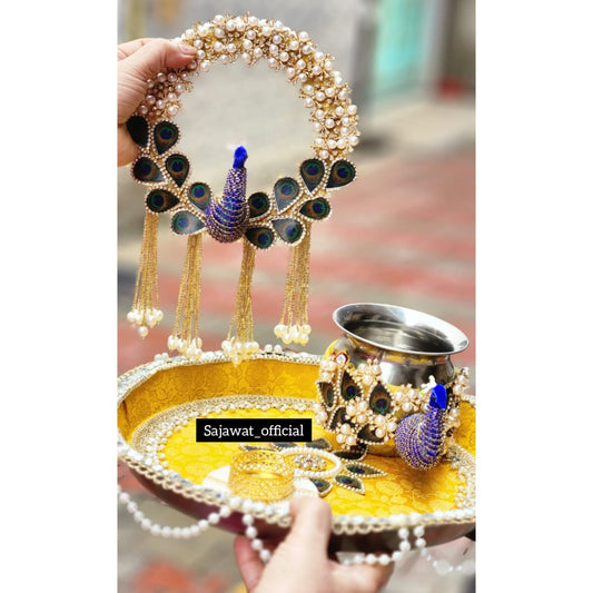 Yellow Peacock Thali Set K-Ht036