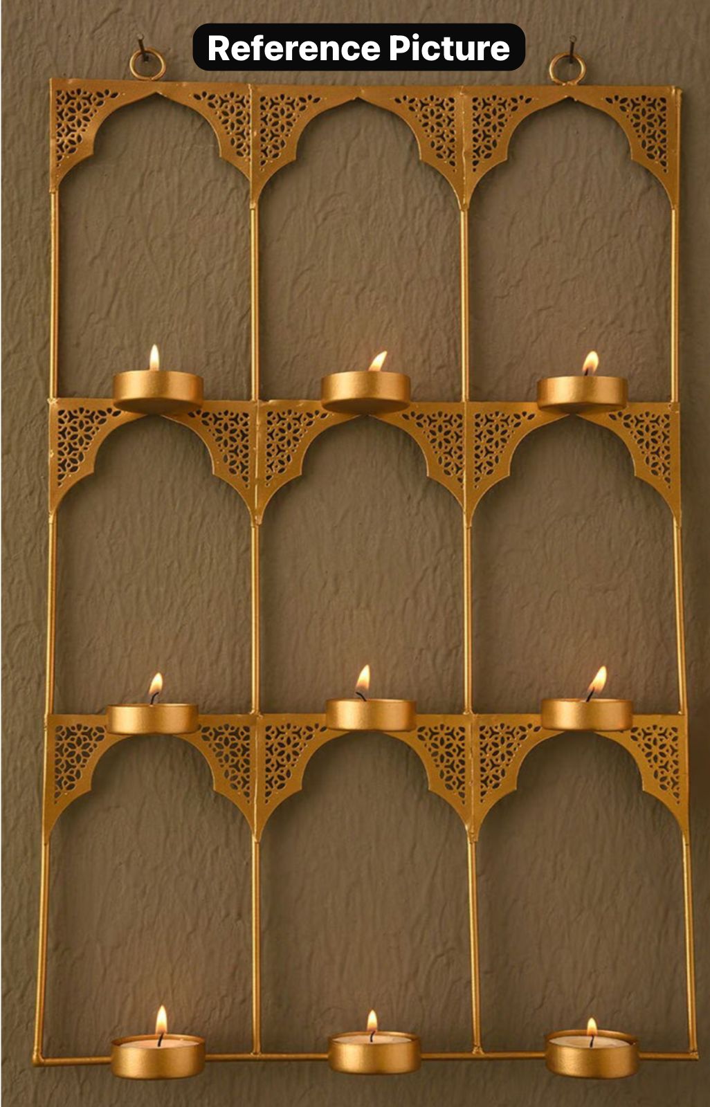 Jharoka Metal Tea Light Holder Wall Hanging KRA U76