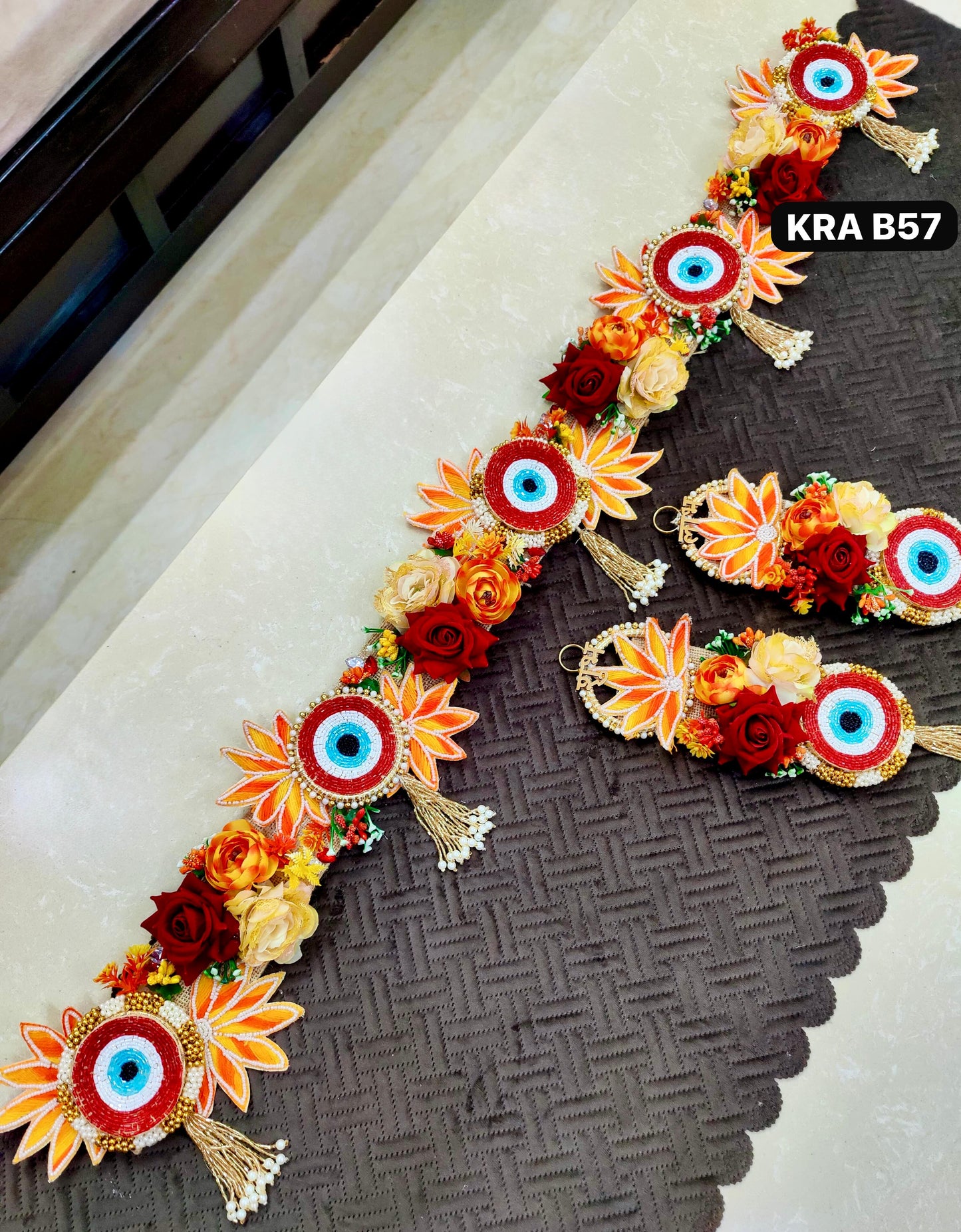Evil Eye Bandhanwar With Shubh Labh Side Hangings KRA B57