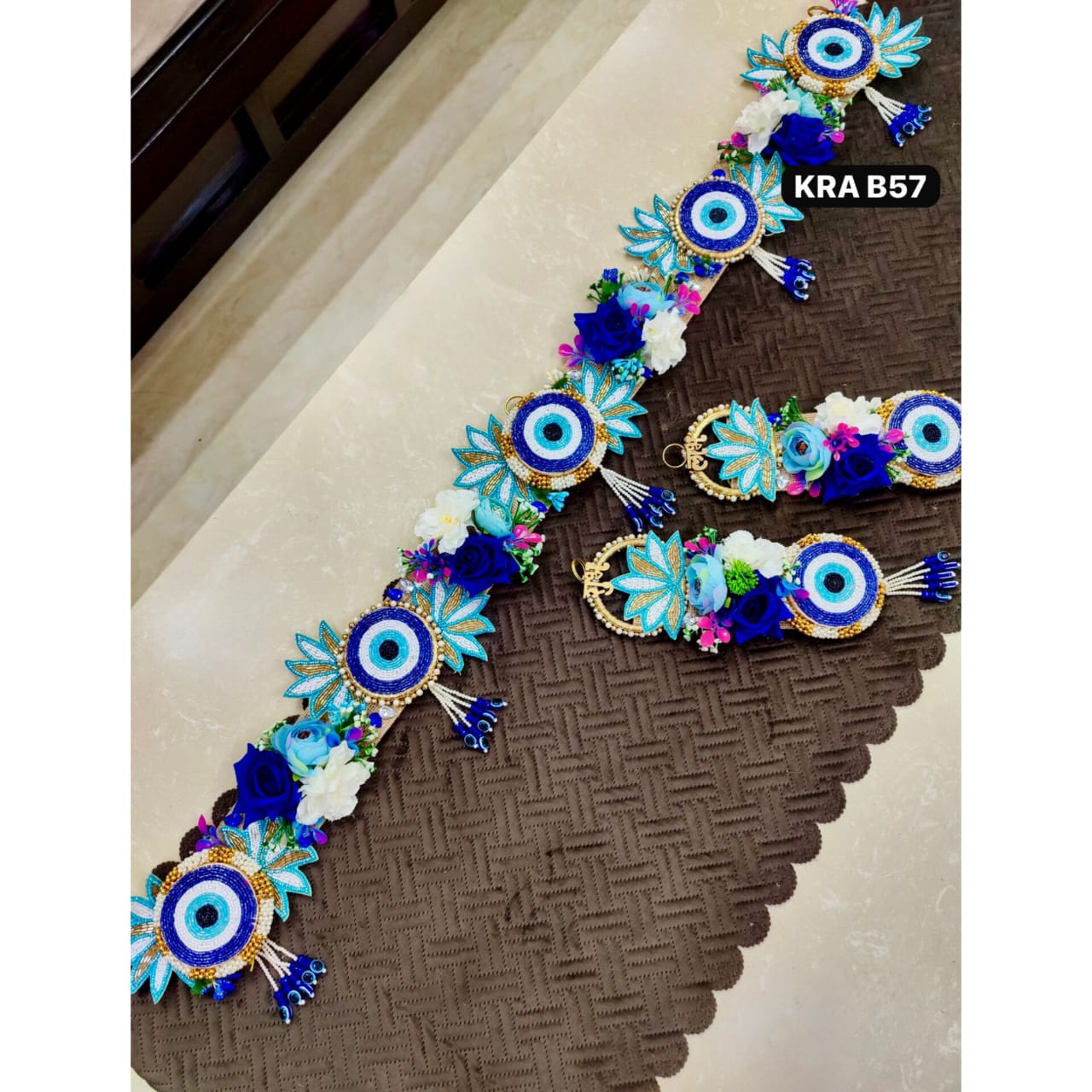 Evil Eye Bandhanwar With Shubh Labh Side Hangings KRA B57