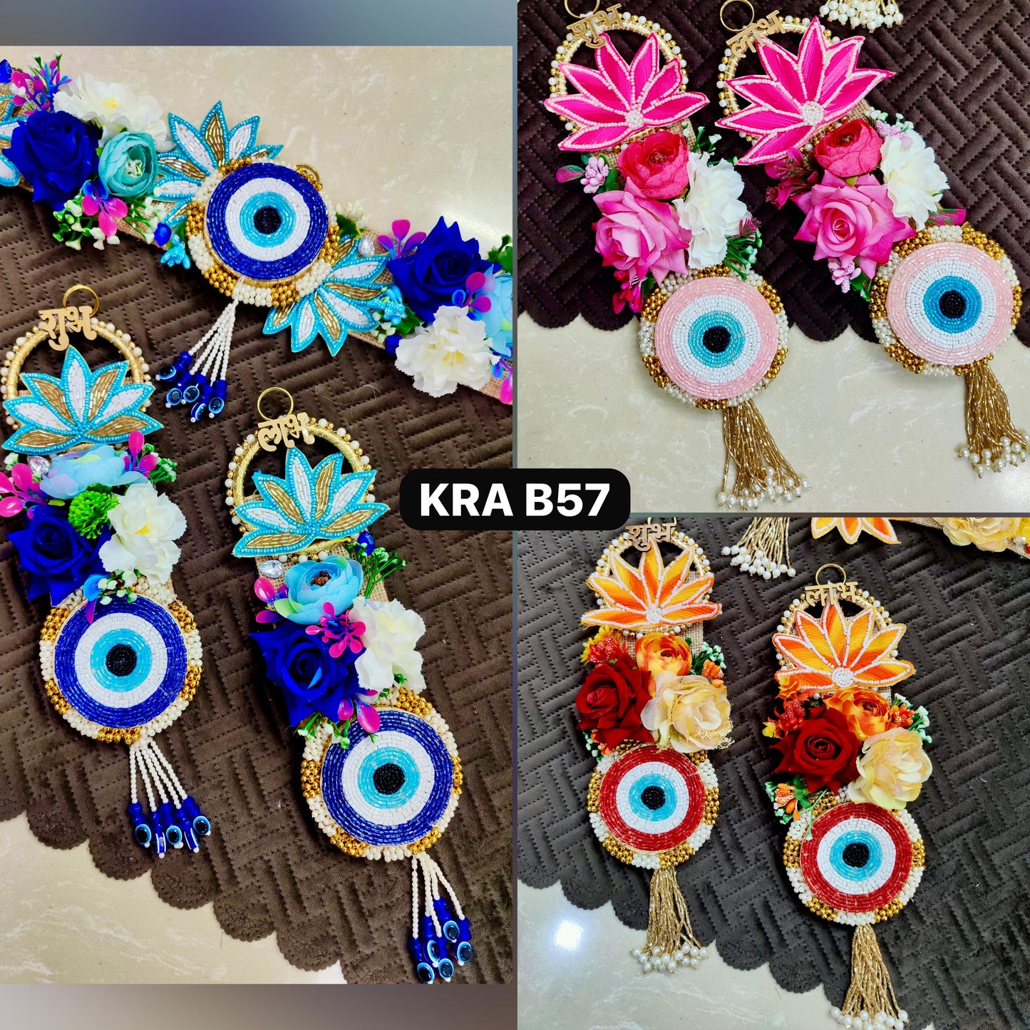Evil Eye Bandhanwar With Shubh Labh Side Hangings KRA B57