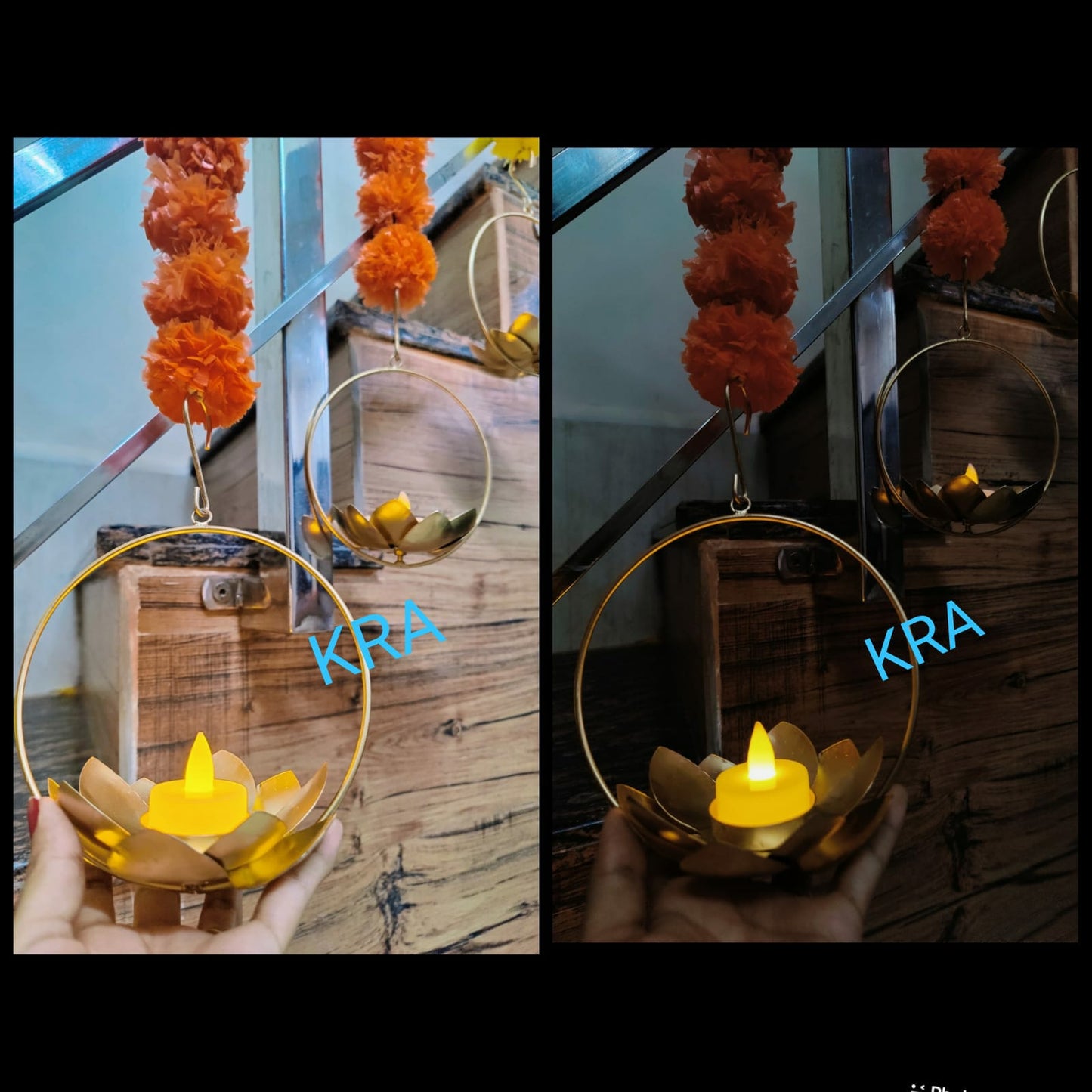 Metal Ring Lotus Hanging KRA H30