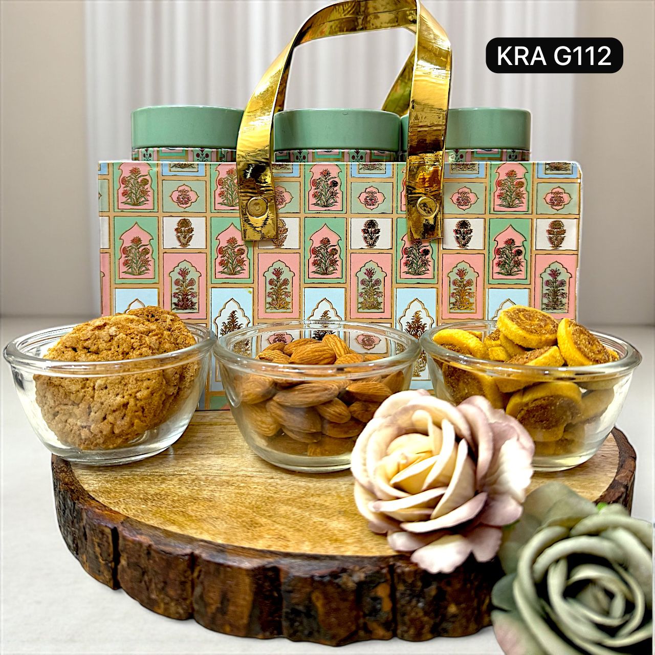 Eatables, MDF Basket Hamper With Tin Jars KRA G112