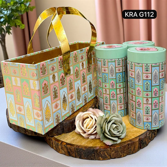 Eatables, MDF Basket Hamper With Tin Jars KRA G112