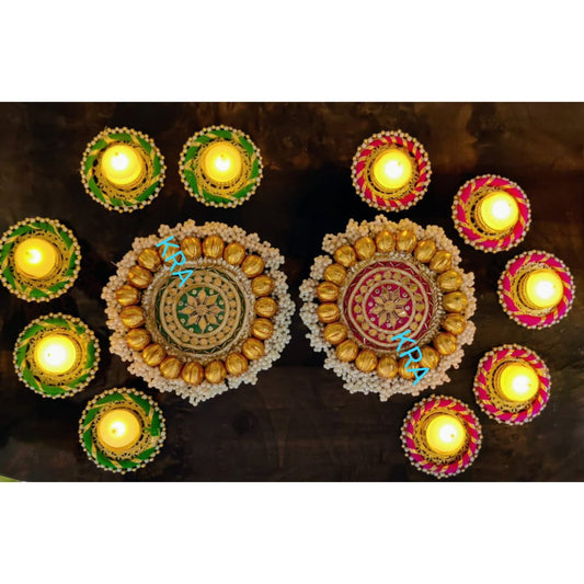 Gota Patti Moti Mat Rangoli Set Of 6 Pcs KRA R21