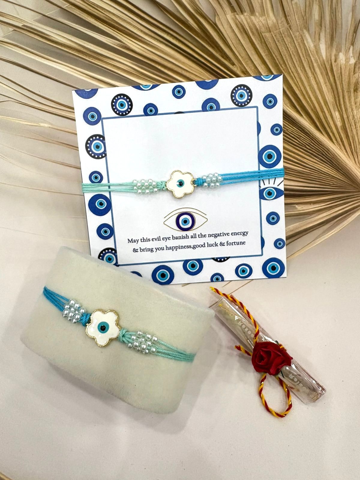 Flower Evil Eye Protection Rakhi