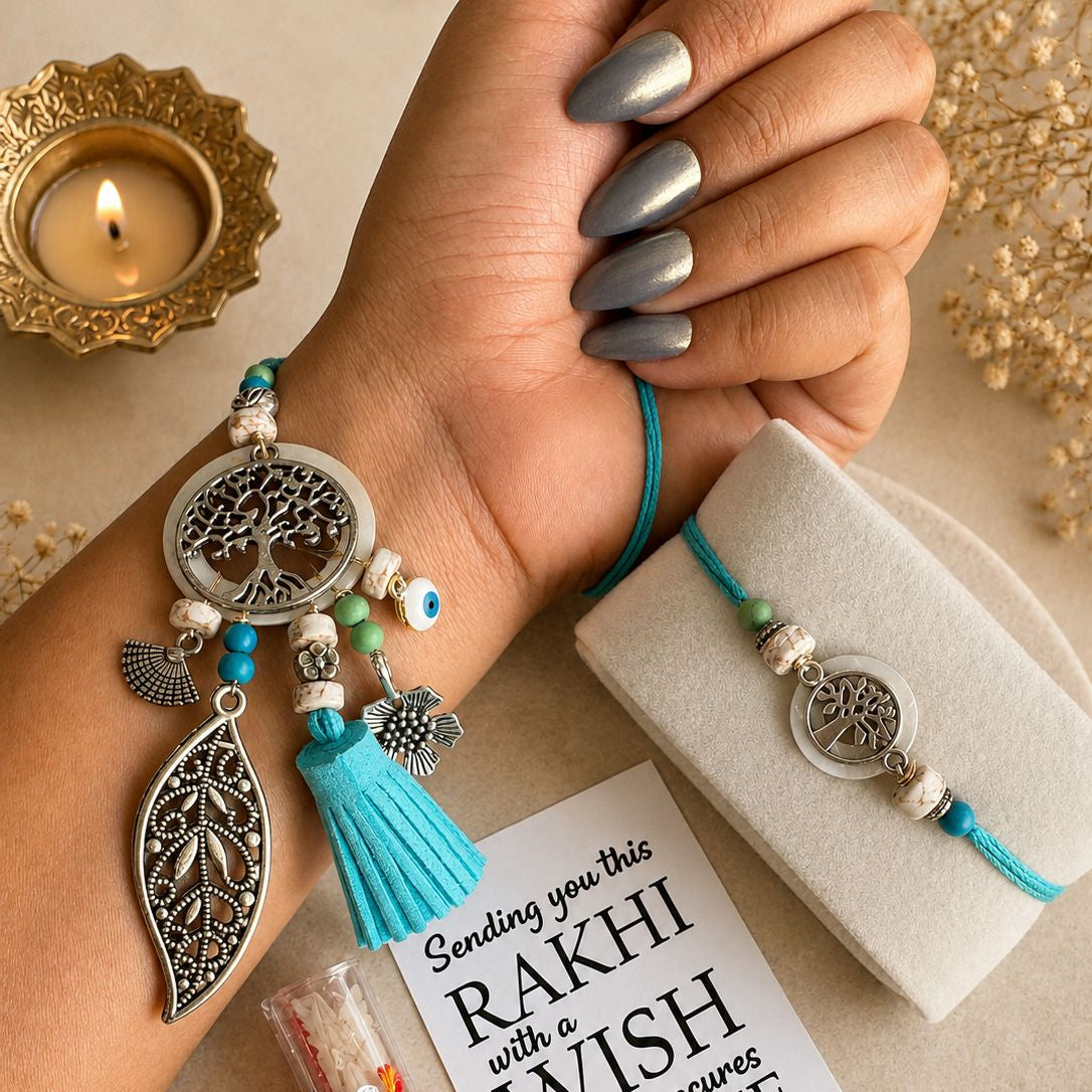 Tree Of Life Charm Rakhi & Lumba Set