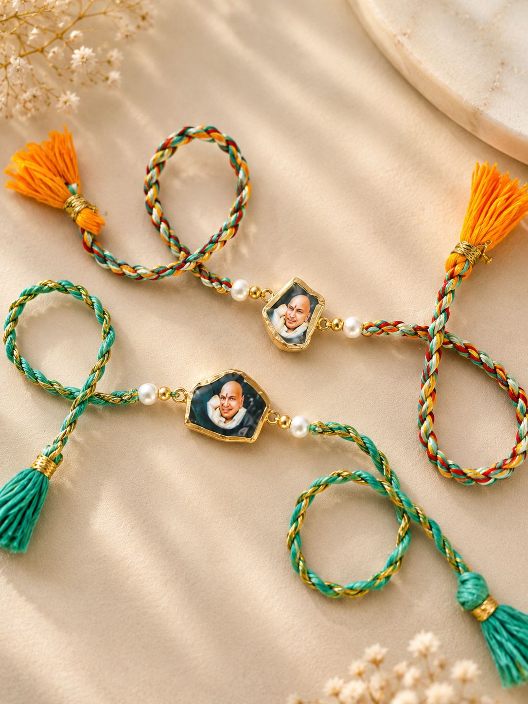 Guru Nanak Dev Ji & Guru Ji Natural Stone Rakhi