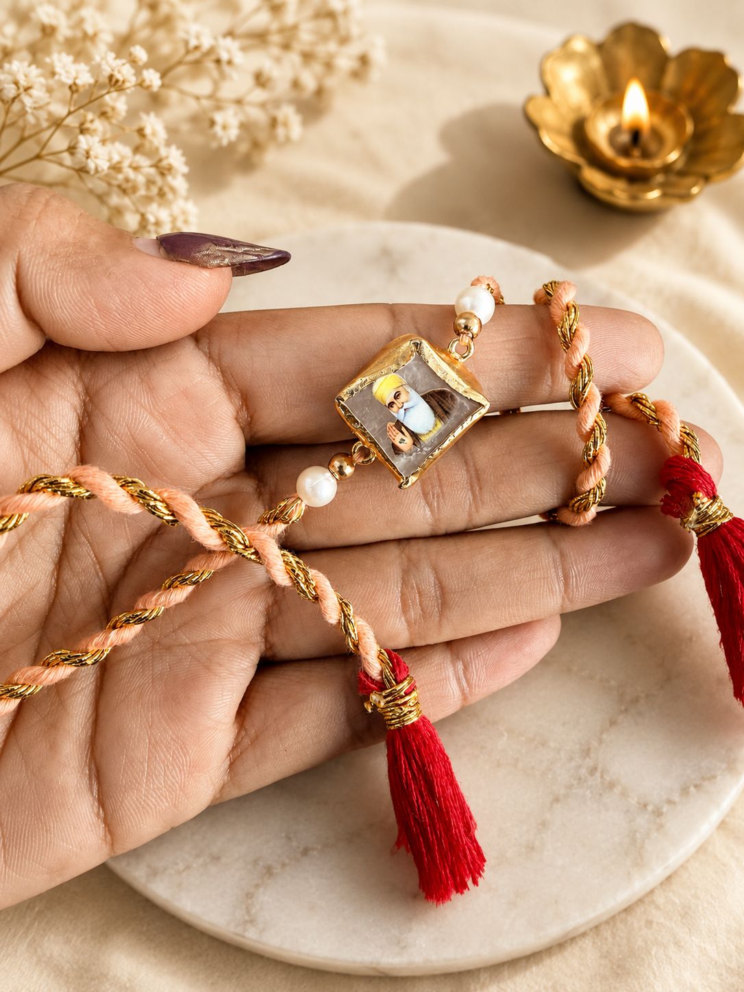 Guru Nanak Dev Ji & Guru Ji Natural Stone Rakhi