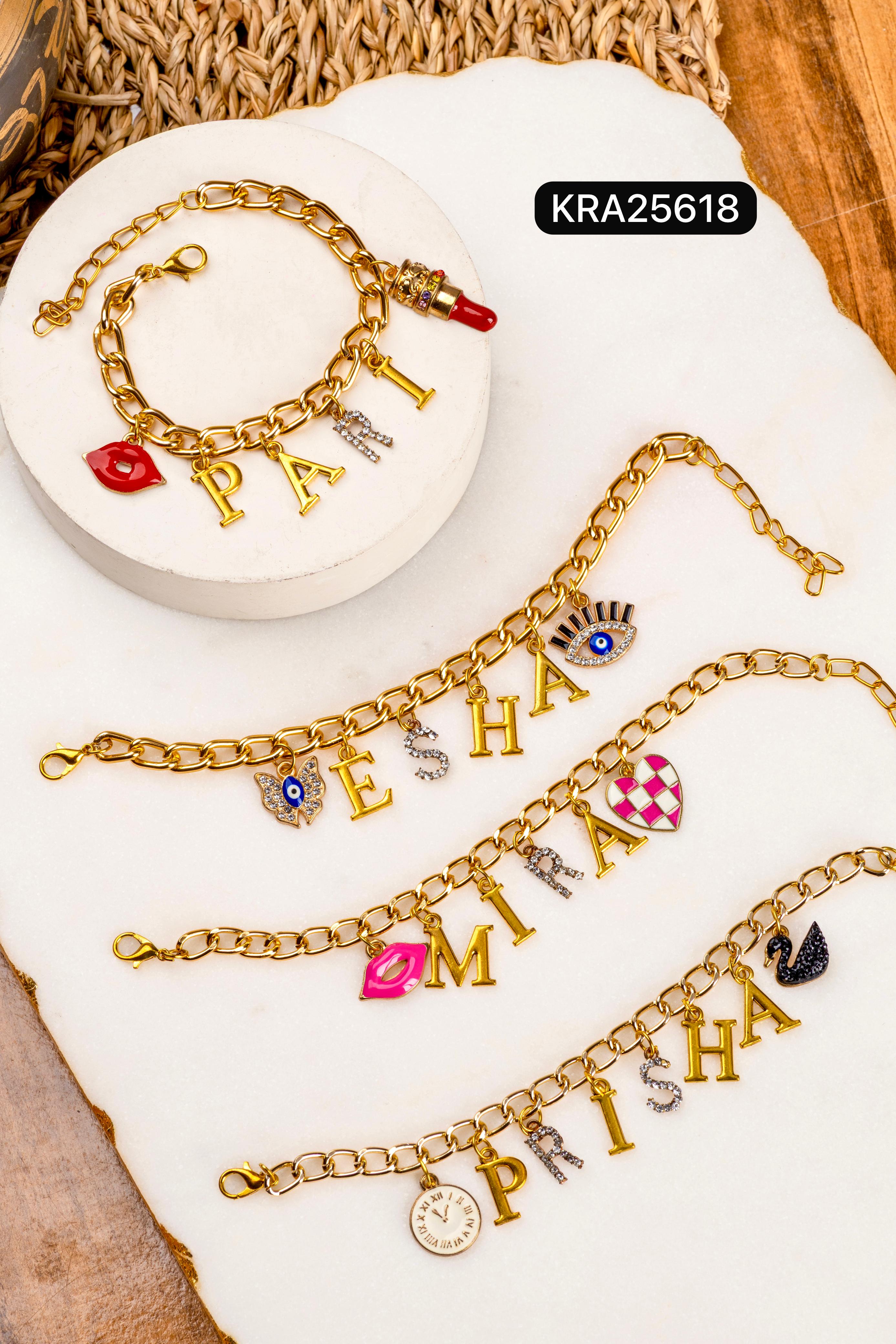 Personalized Name & Charms Premium Bracelets (KRA25618)