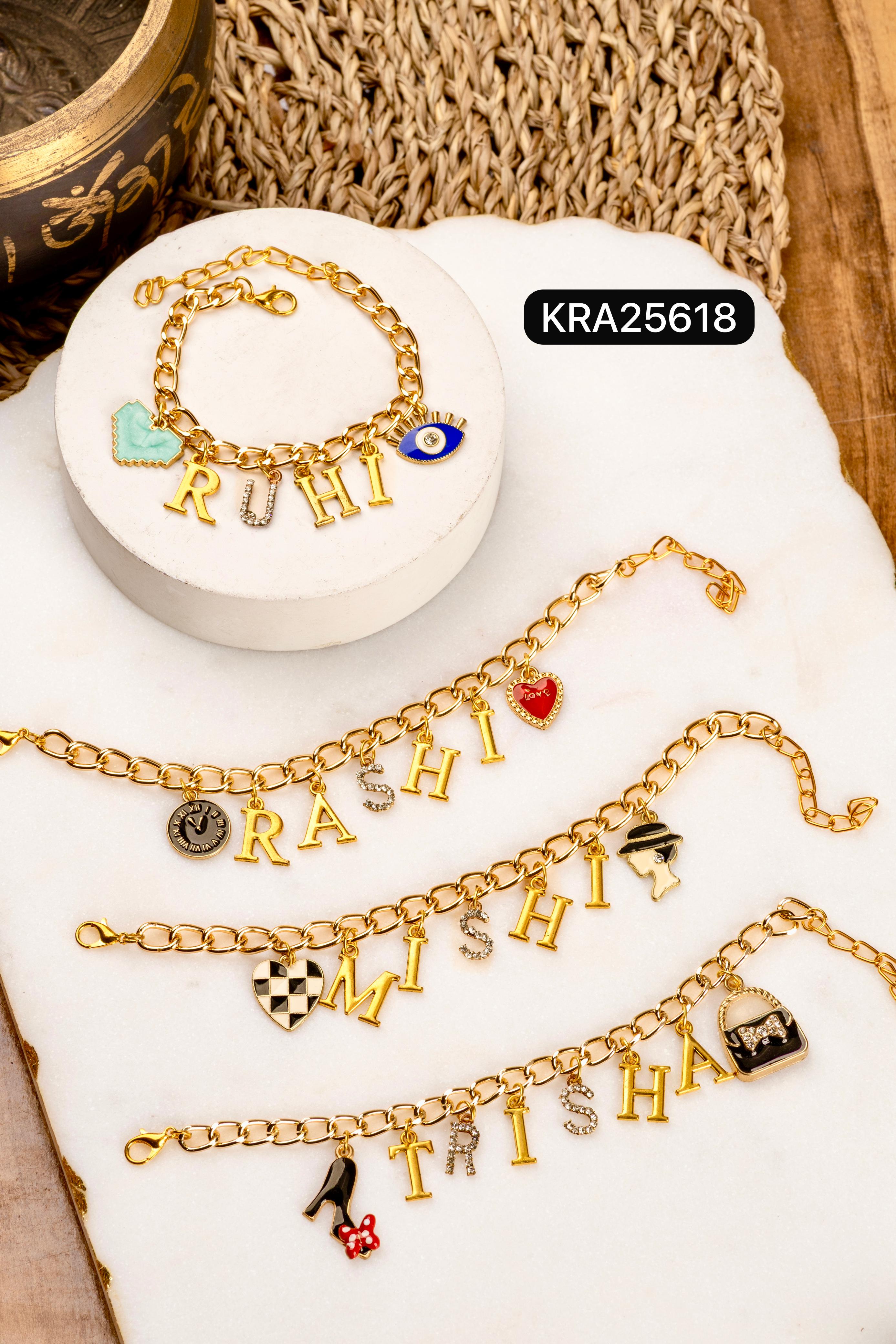 Personalized Name & Charms Premium Bracelets (KRA25618)