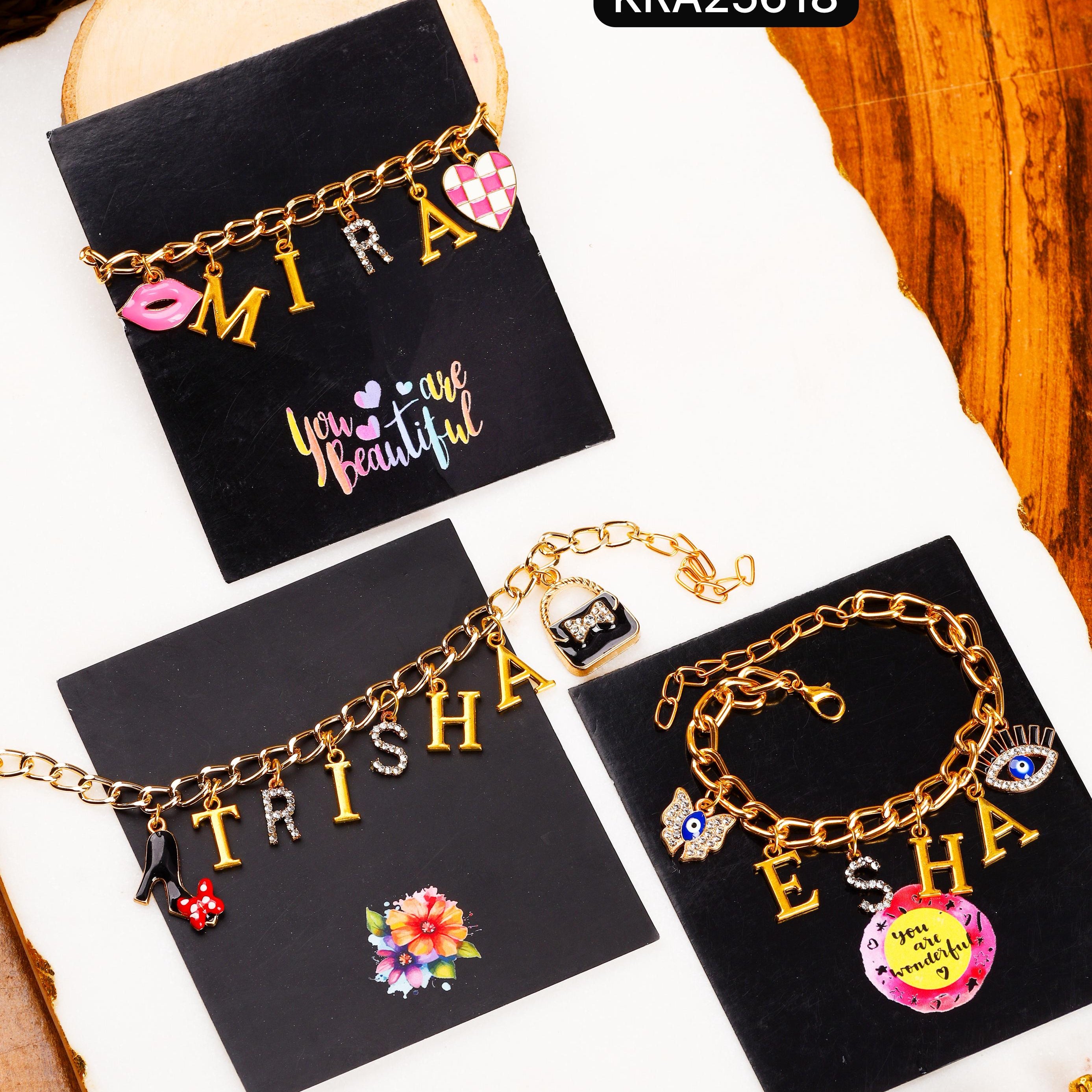 Personalized Name & Charms Premium Bracelets (KRA25618)