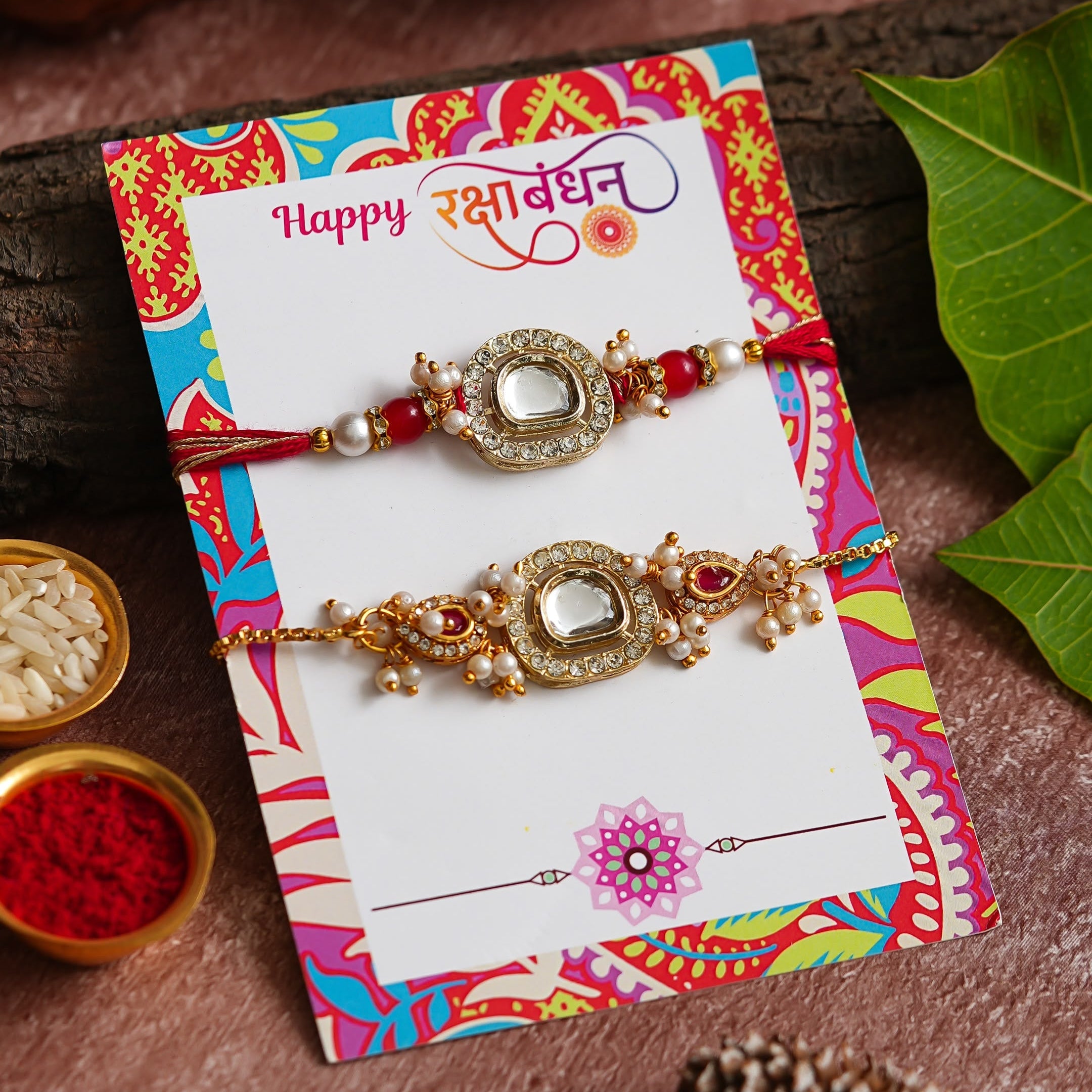 Uncut Kundan Rakhi & Bracelet Set (KRA26004)