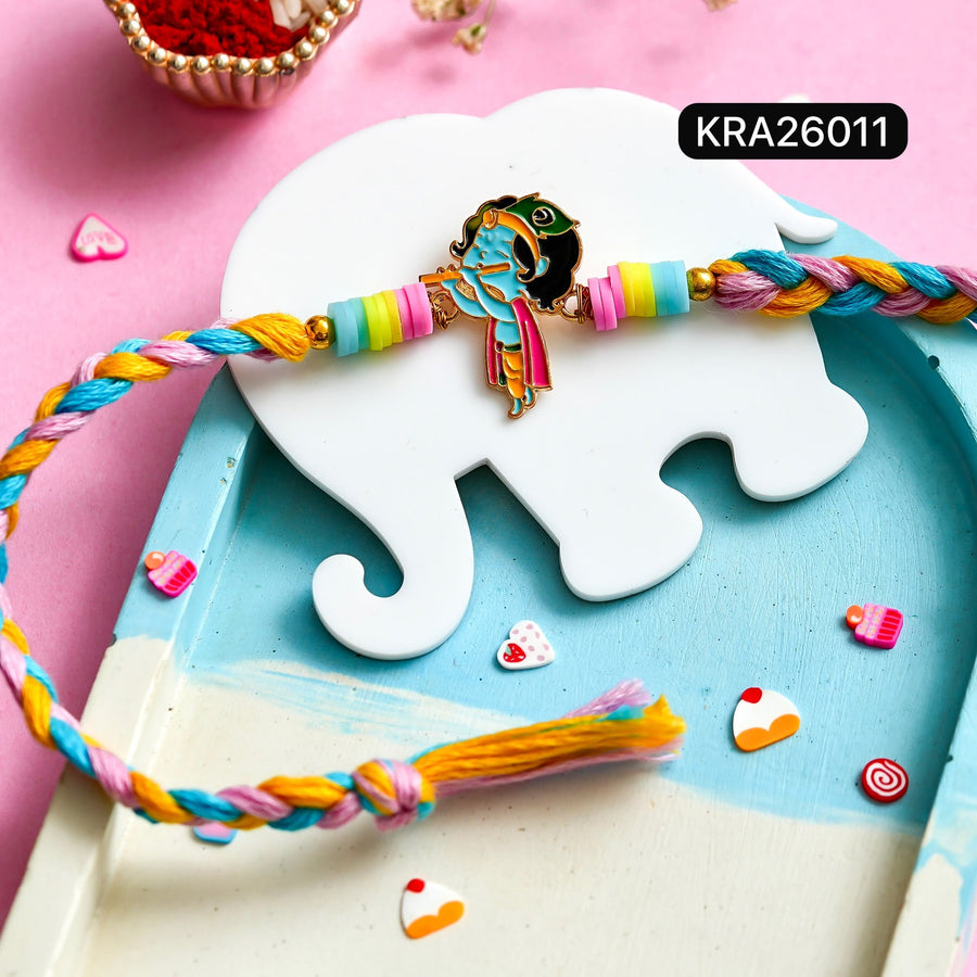 Ganpati Ji & Kanha Ji Hand Braided Rakhi (KRA26011)