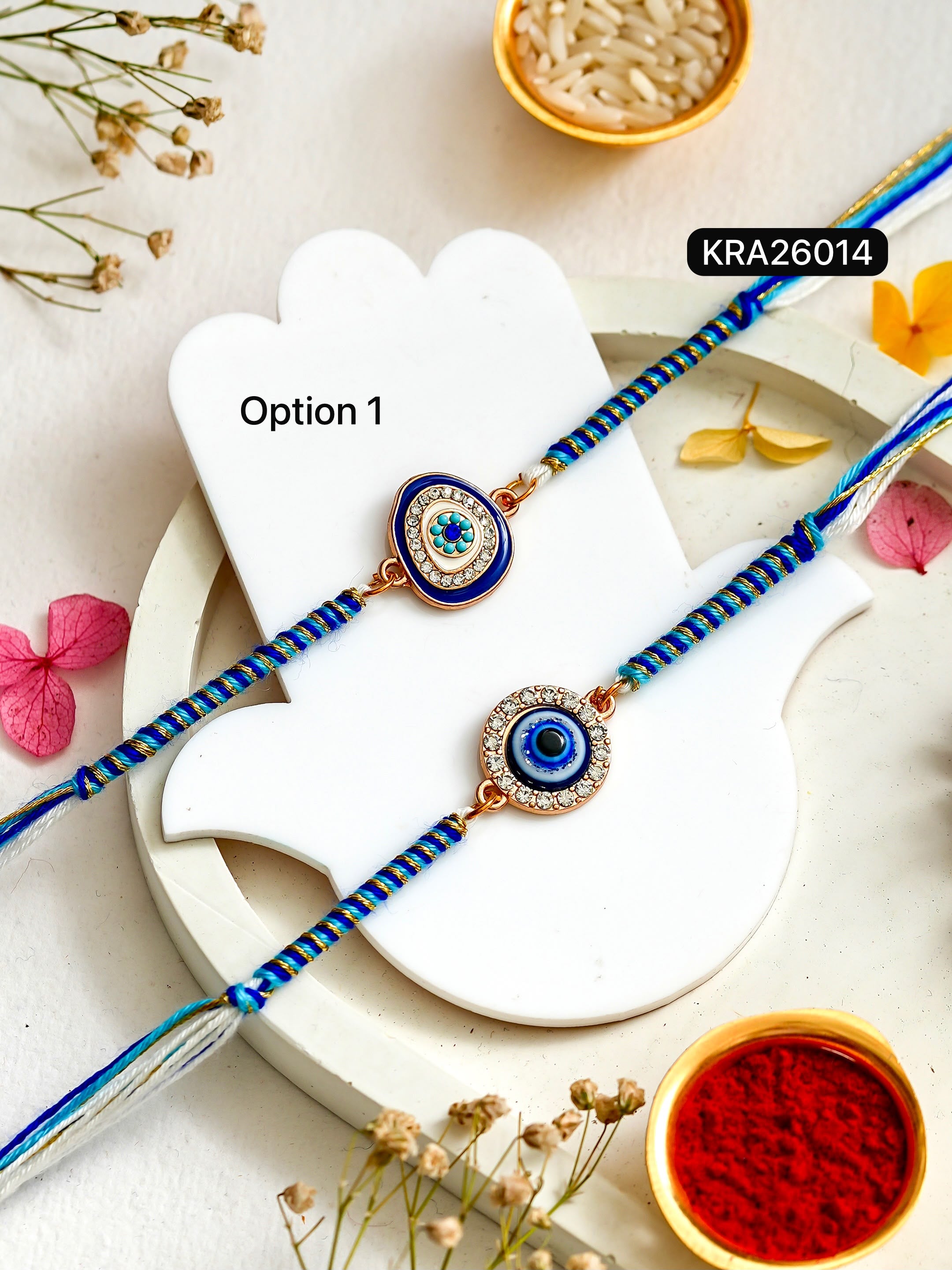 Evil Eye Hand Braided Rakhi Set (KRA26014)