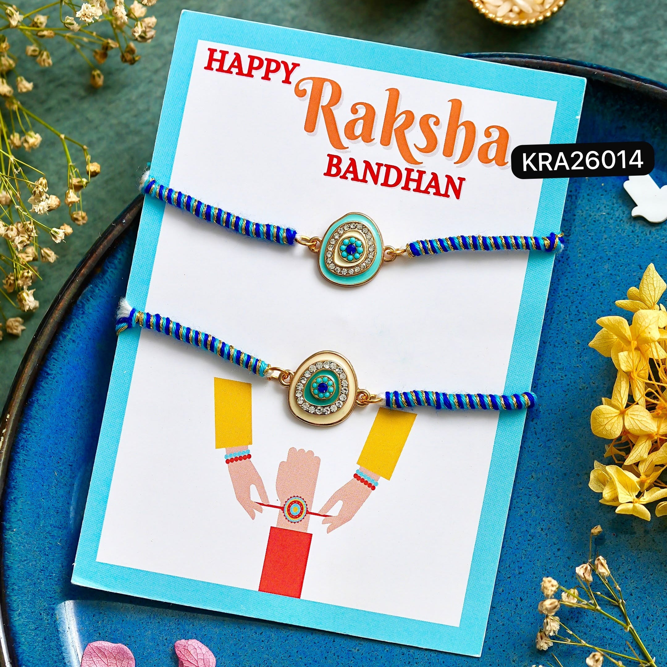 Evil Eye Hand Braided Rakhi Set (KRA26014)