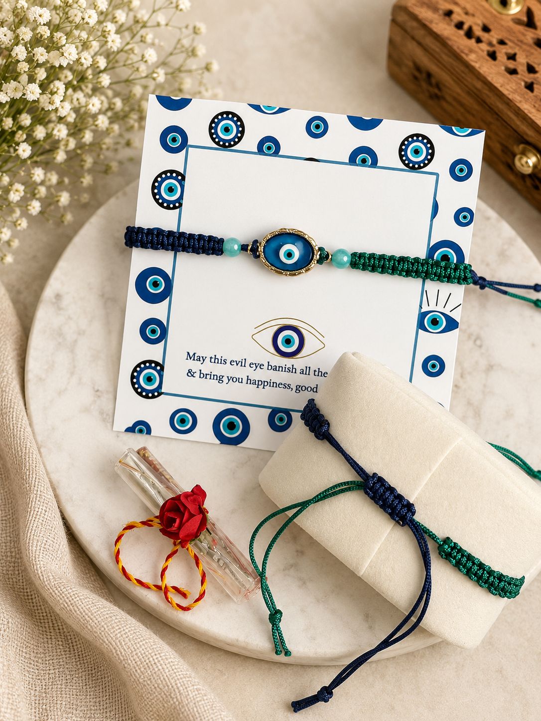 Adjustable Knob Evil Eye Rakhi