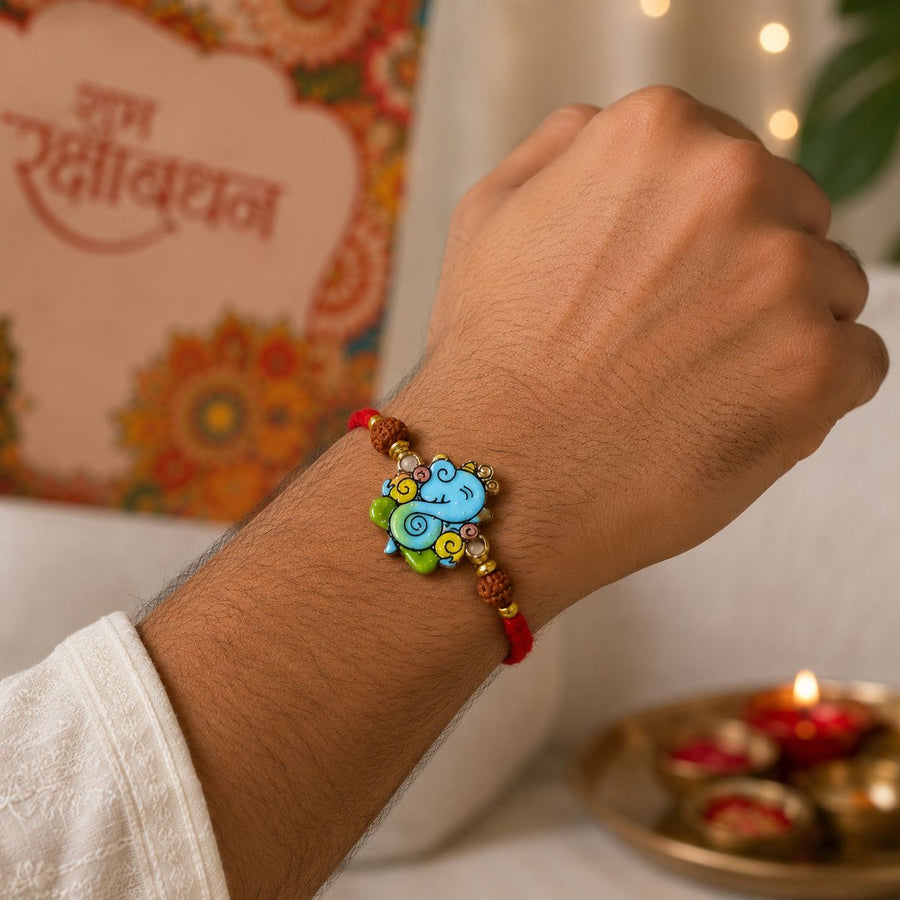 Ganesha Rakhi With Rudraksh