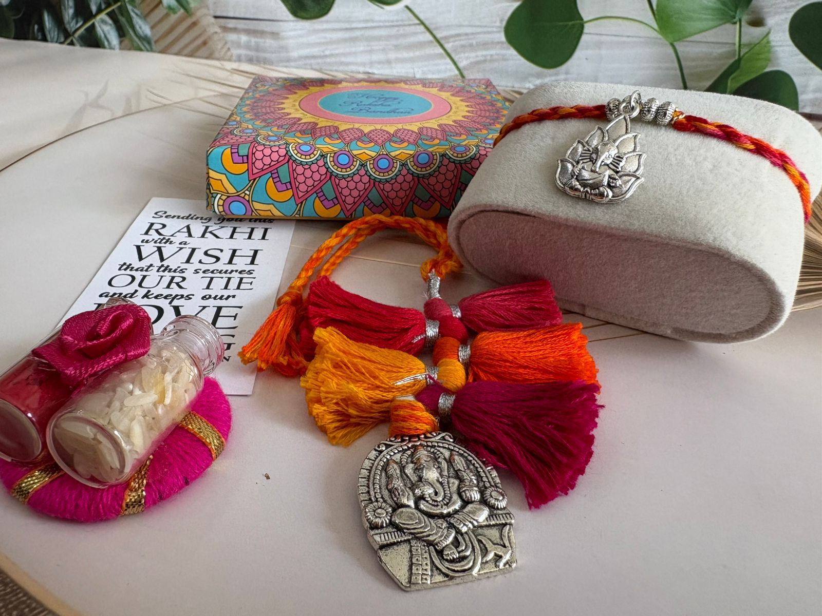 Oxidized Ganesha & Om Rakhi & Lumba Set