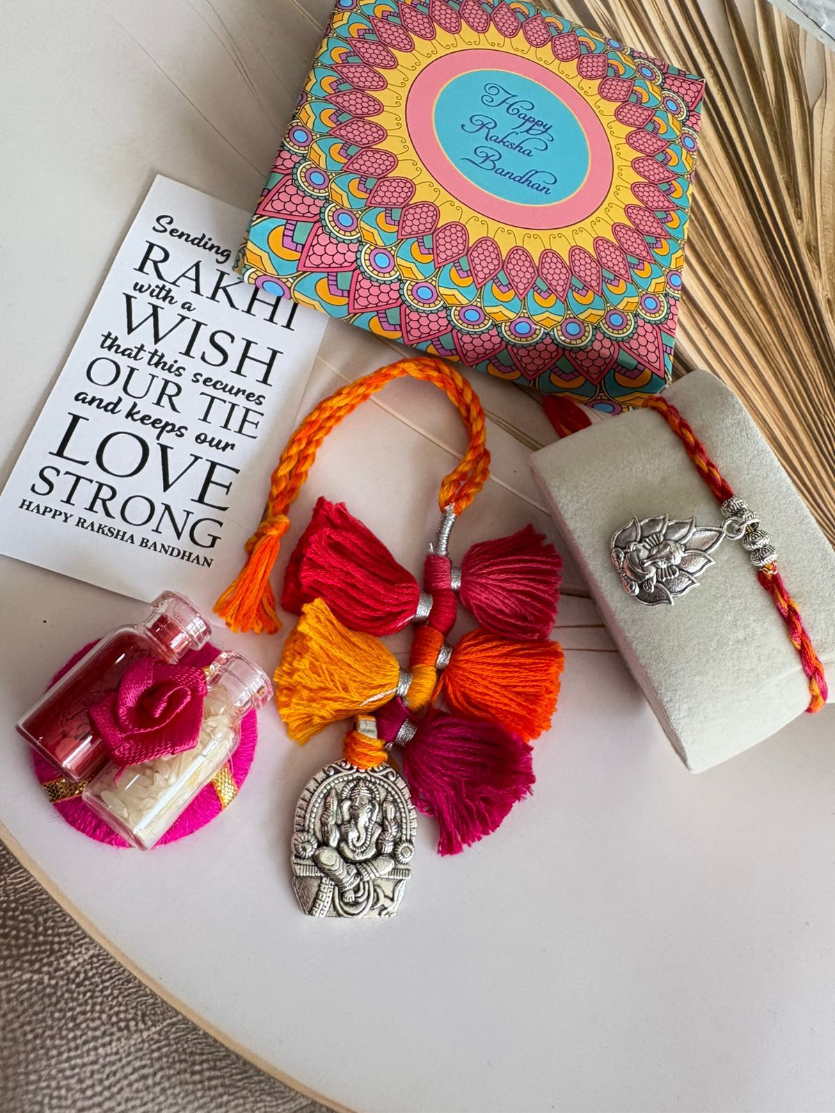 Oxidized Ganesha & Om Rakhi & Lumba Set